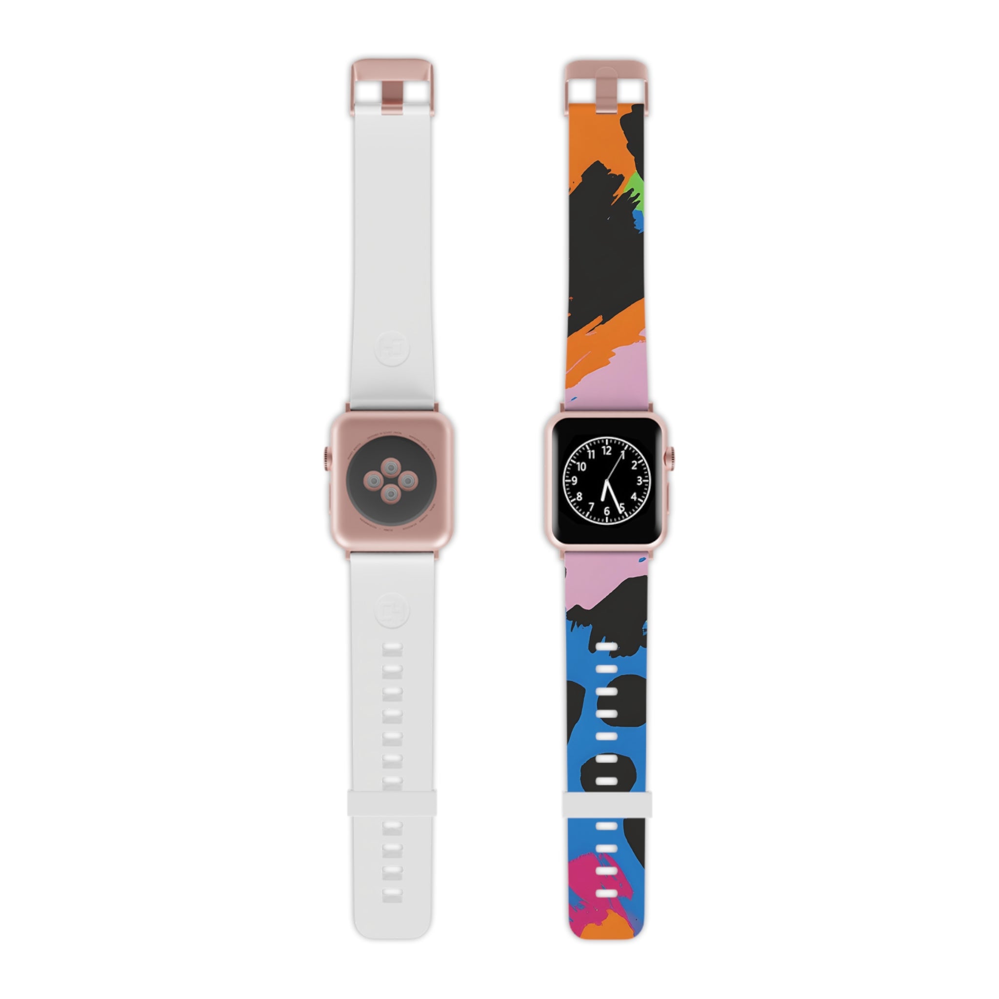 Wild Brush Strokes x Animal Print Multi-Color Watch Band for Apple Watch, Artsulli - Art is Long, Life is Short, Accessories, Size, 7.5'' × 0.75'' / 38 - 40 mm, Color, Rose Gold, , , 19029072165248866020