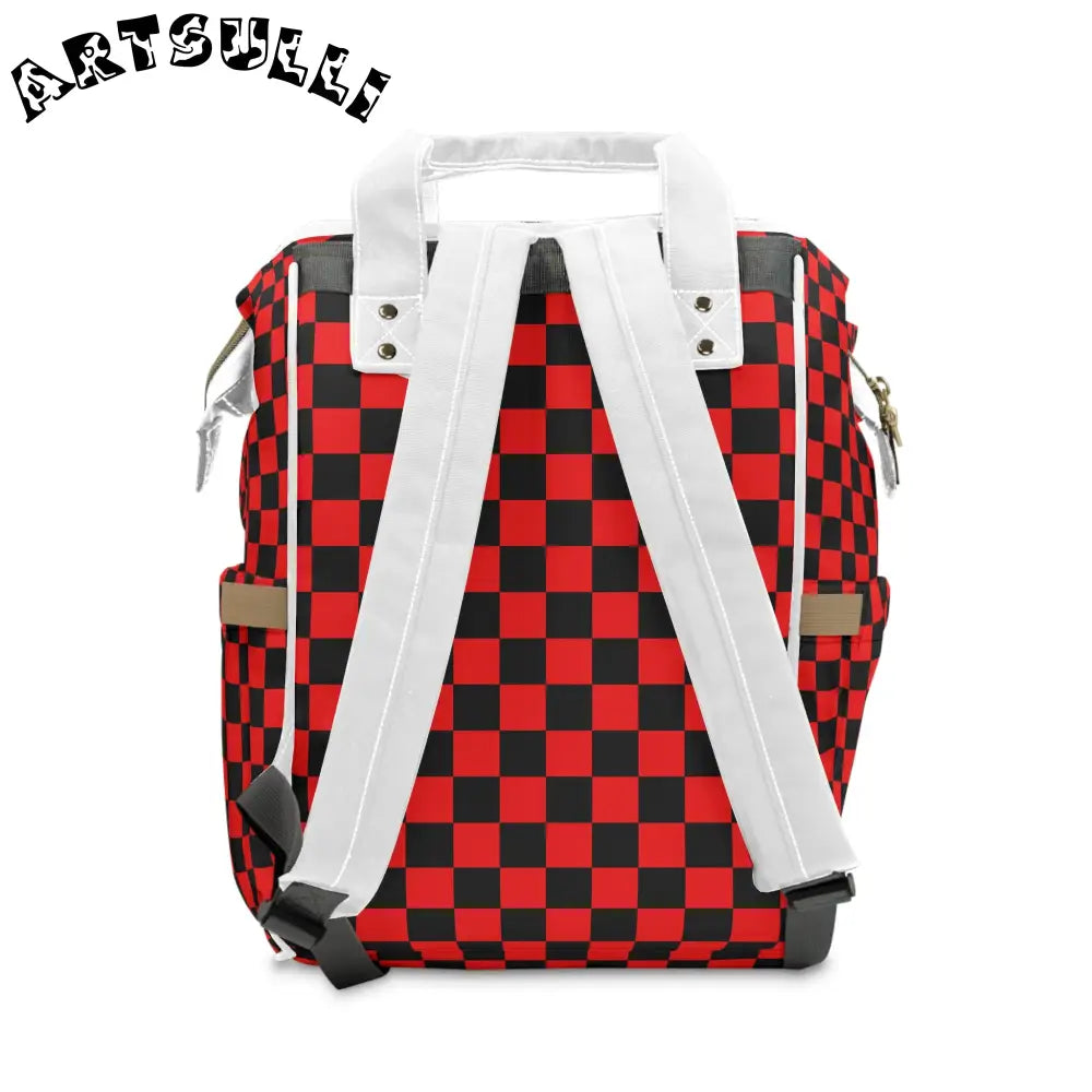 JAKKOUTTHEBXX Checkerboard Red and Black Multifunctional Diaper