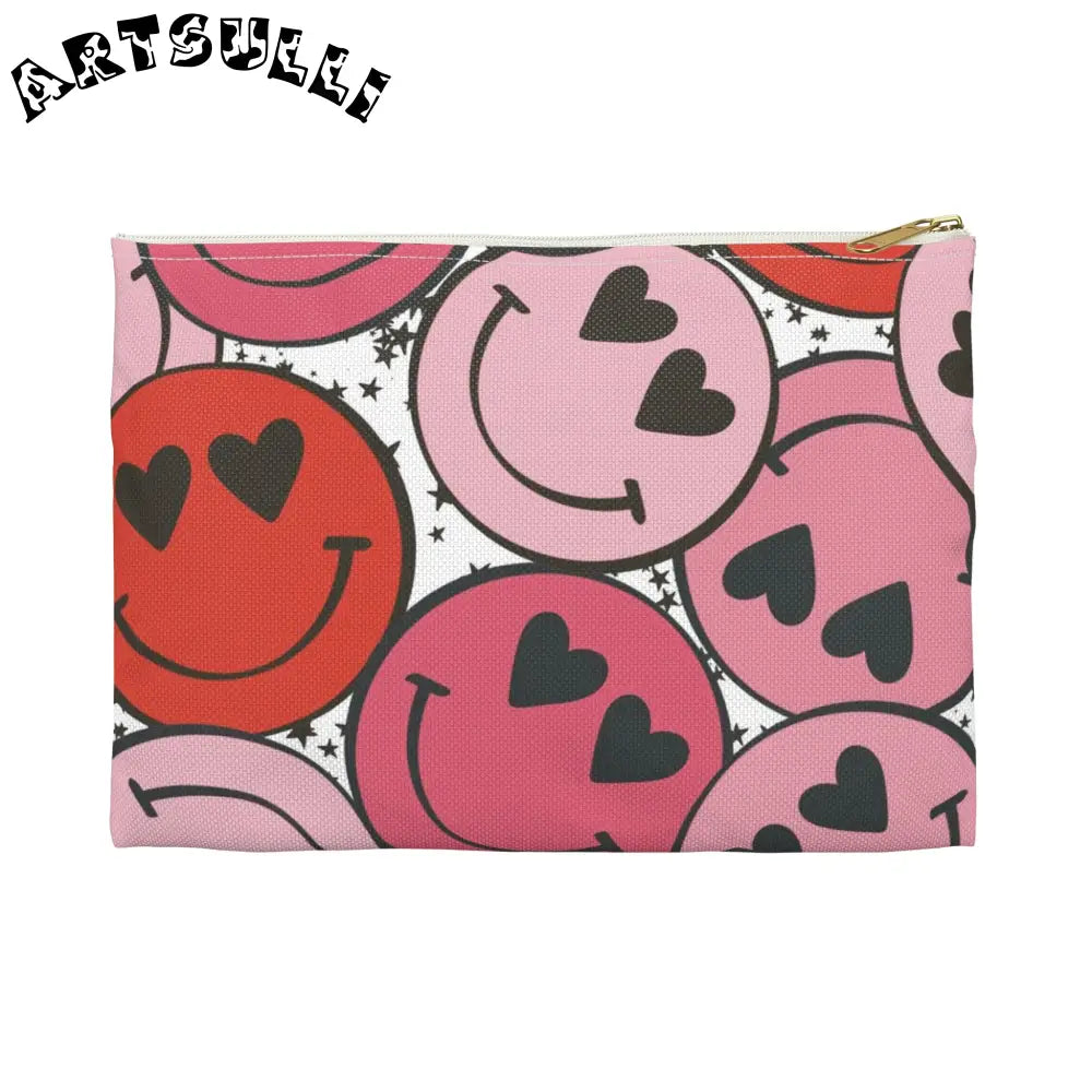 JAKKOUTTHEBXX Smiley Face x Heart Eyes Pink and Red Accessory Pouch