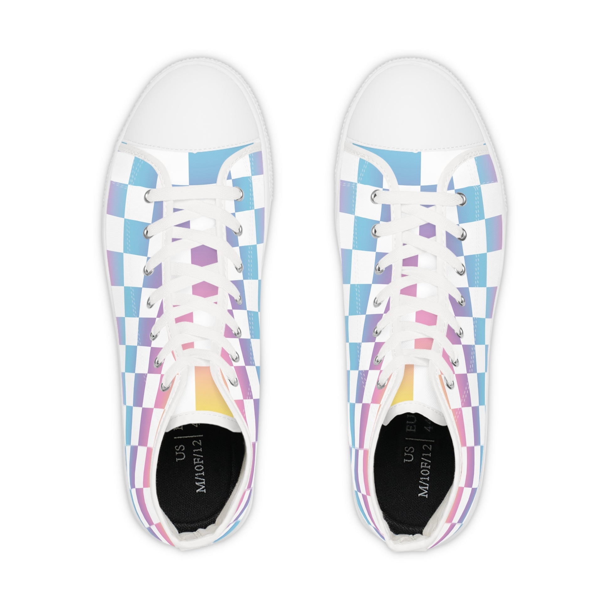 Vaporwave Check Men's High Top Sneakers, Artsulli - Art is Long, Life is Short, Shoes, , , , , , , 
