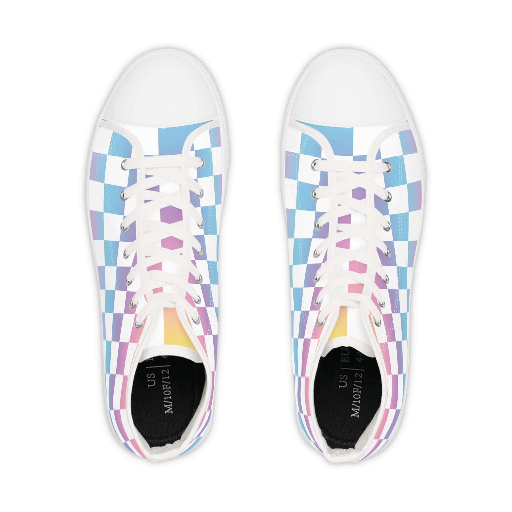 Vaporwave Check Men's High Top Sneakers, Artsulli - Art is Long, Life is Short, Shoes, , , , , , , 