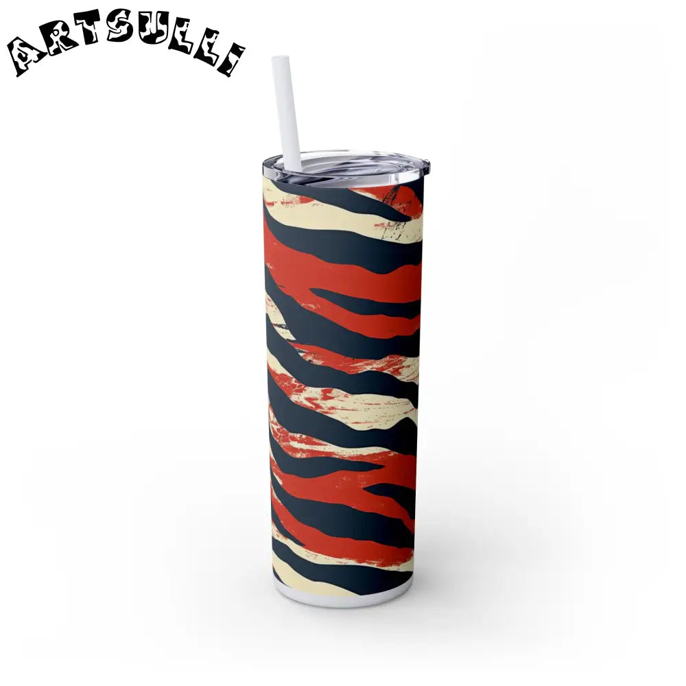 JAKKOUTTHEBXX Capricious Tiger Wave Skinny Tumbler with Straw 20oz
