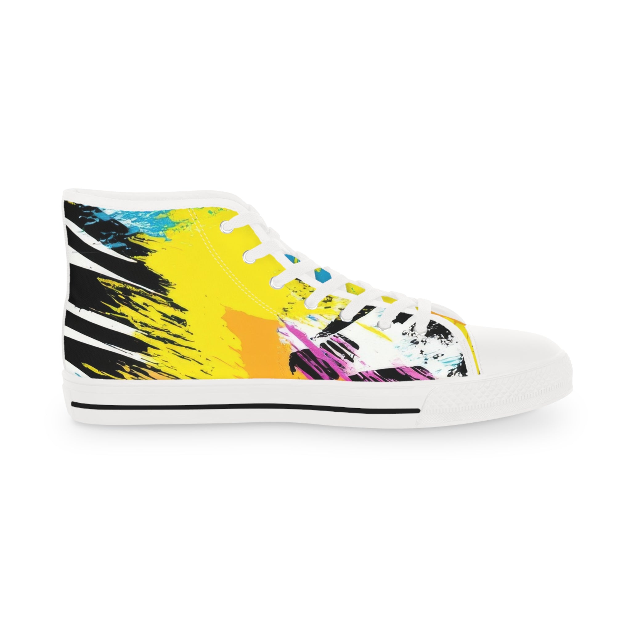 Zebra Stripes x Leopard Print x Paint Splatter Multi-Color Men's High Top Sneakers, Artsulli - Art is Long, Life is Short, Shoes, , , , , , , 
