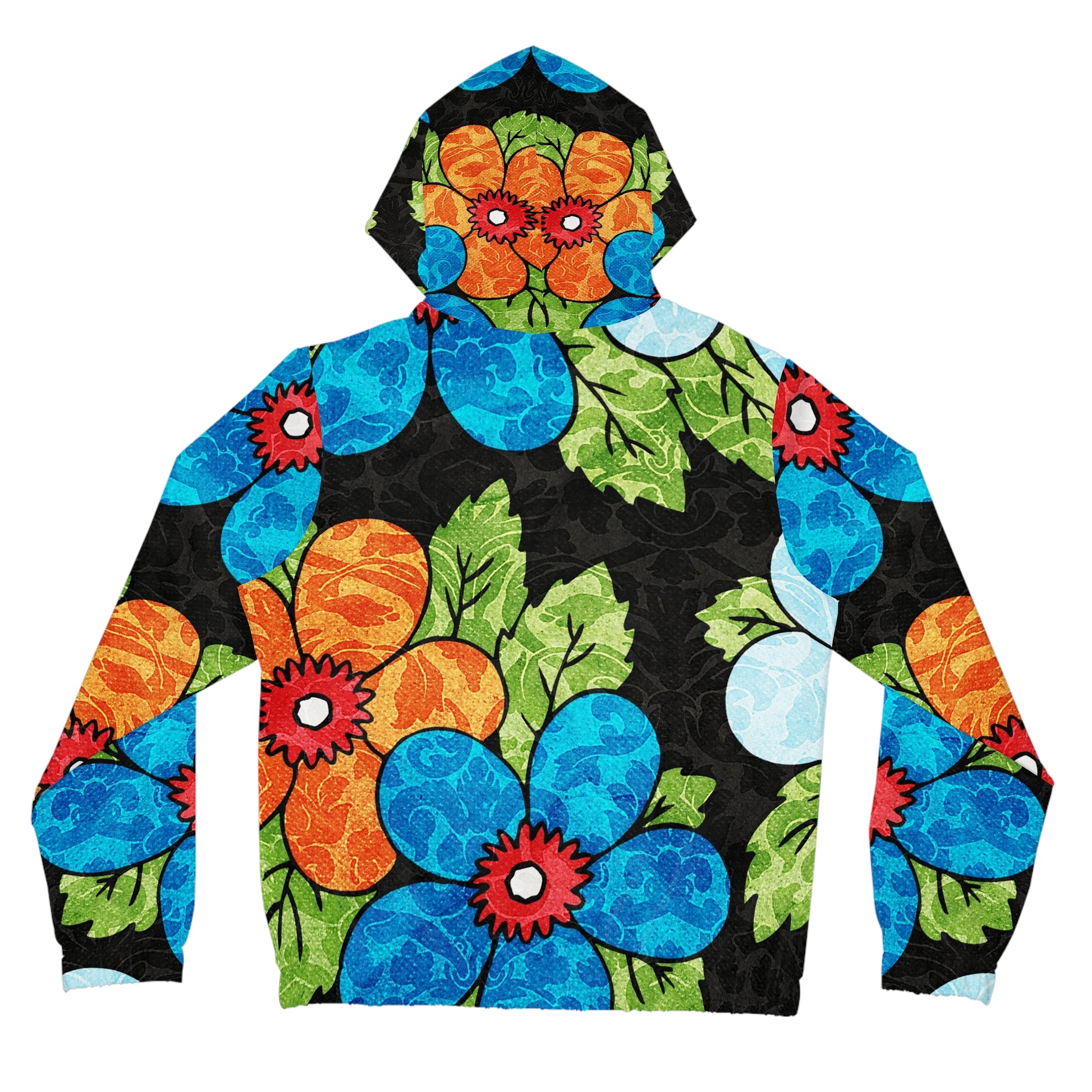 Groovy Black Floral Kl Women’s Full-Zip Hoodie (AOP), Artsulli - Art is Long, Life is Short, All Over Prints, , , , , , , 