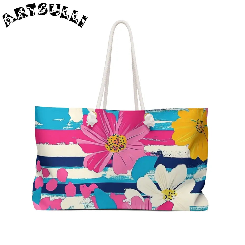 JAKKOUTTHEBXX Dayglo Floral Stripes II Multi-Color Weekender Bag
