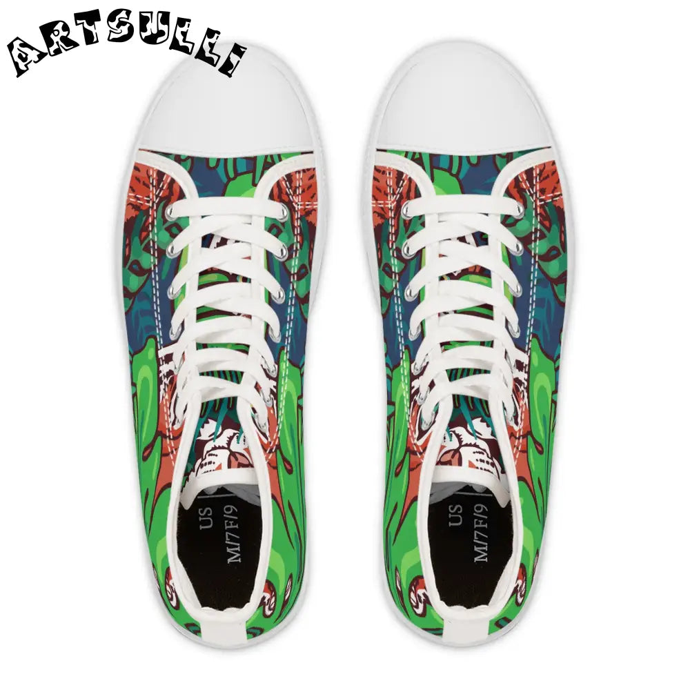 JAKKOUTTHEBXX Tropical Jungle Tigers Green and Blue Women’s High Top