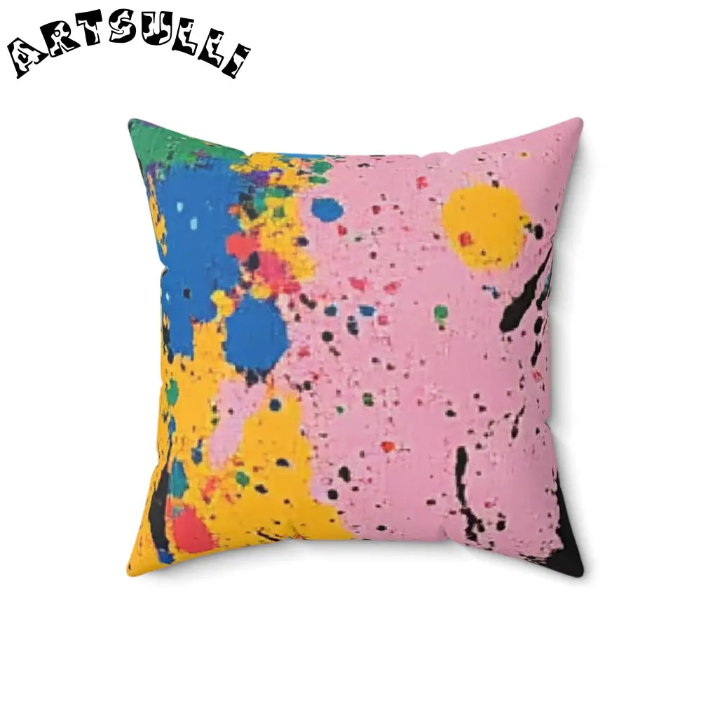 JAKKOUTTHEBXX The Colors Of Paint Splatter Spun Polyester Square