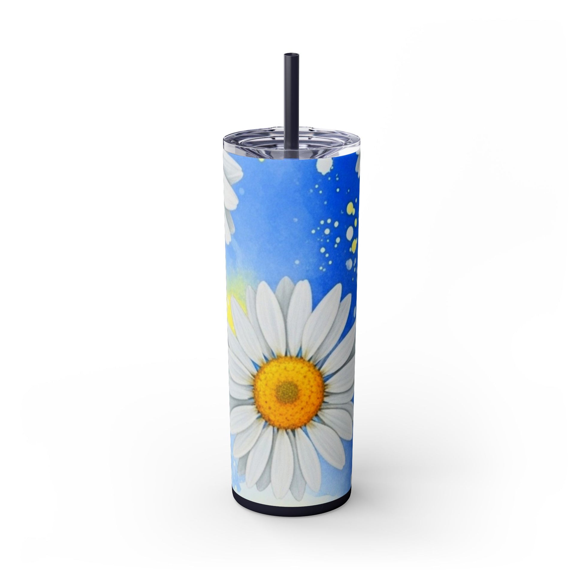 Daisies Skinny Tumbler with Straw, 20oz, Artsulli - Art is Long, Life is Short, Mug, , , , , , , 