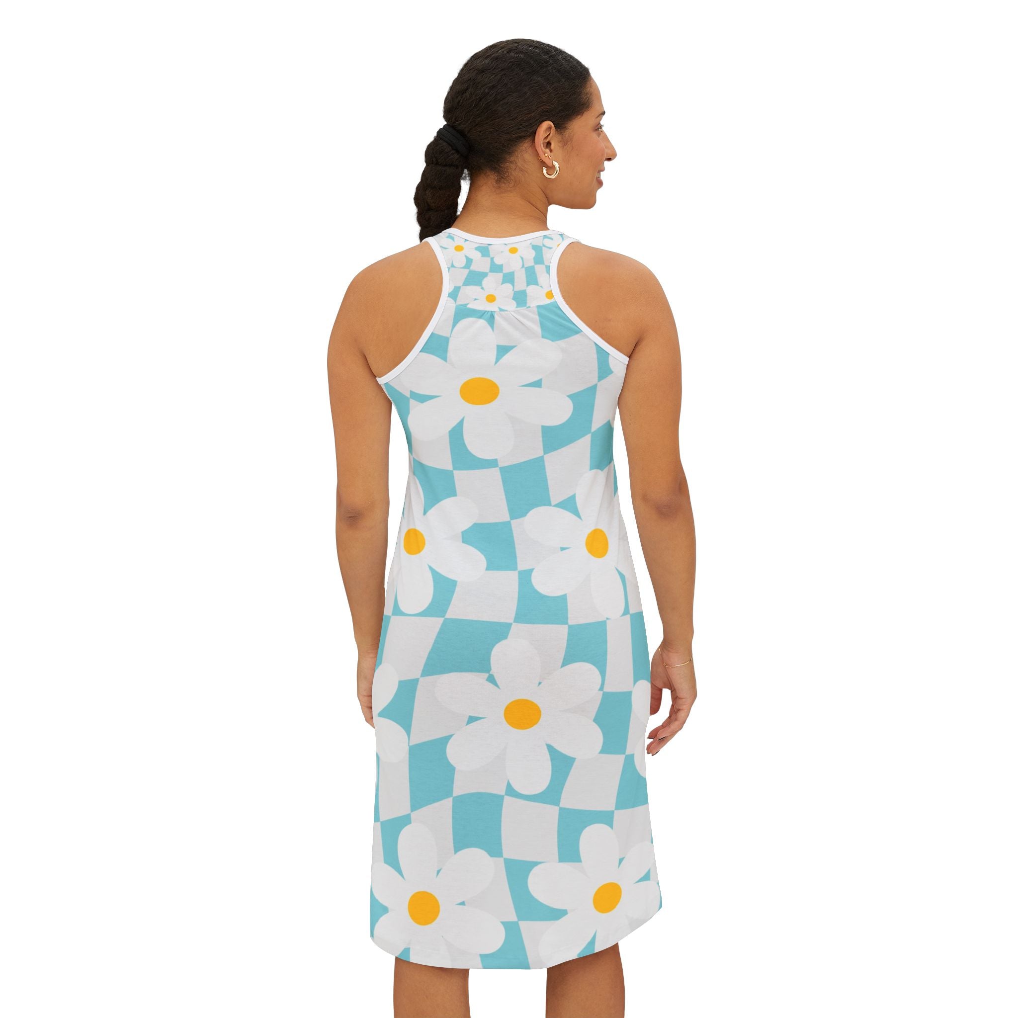 Trippy Check Garden Women's Racerback Dress (AOP), Artsulli - Art is Long, Life is Short, Tank Top, , , , , , , 