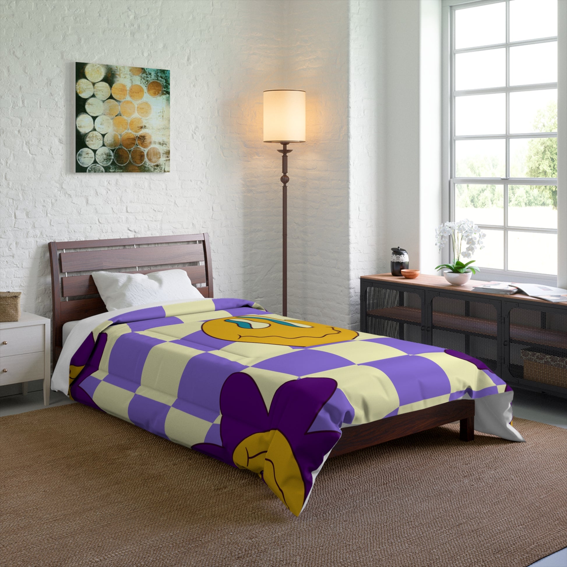 Trippy Flower Power Motifs Comforter, Artsulli - Art is Long, Life is Short, Home Decor, , , , , , , 