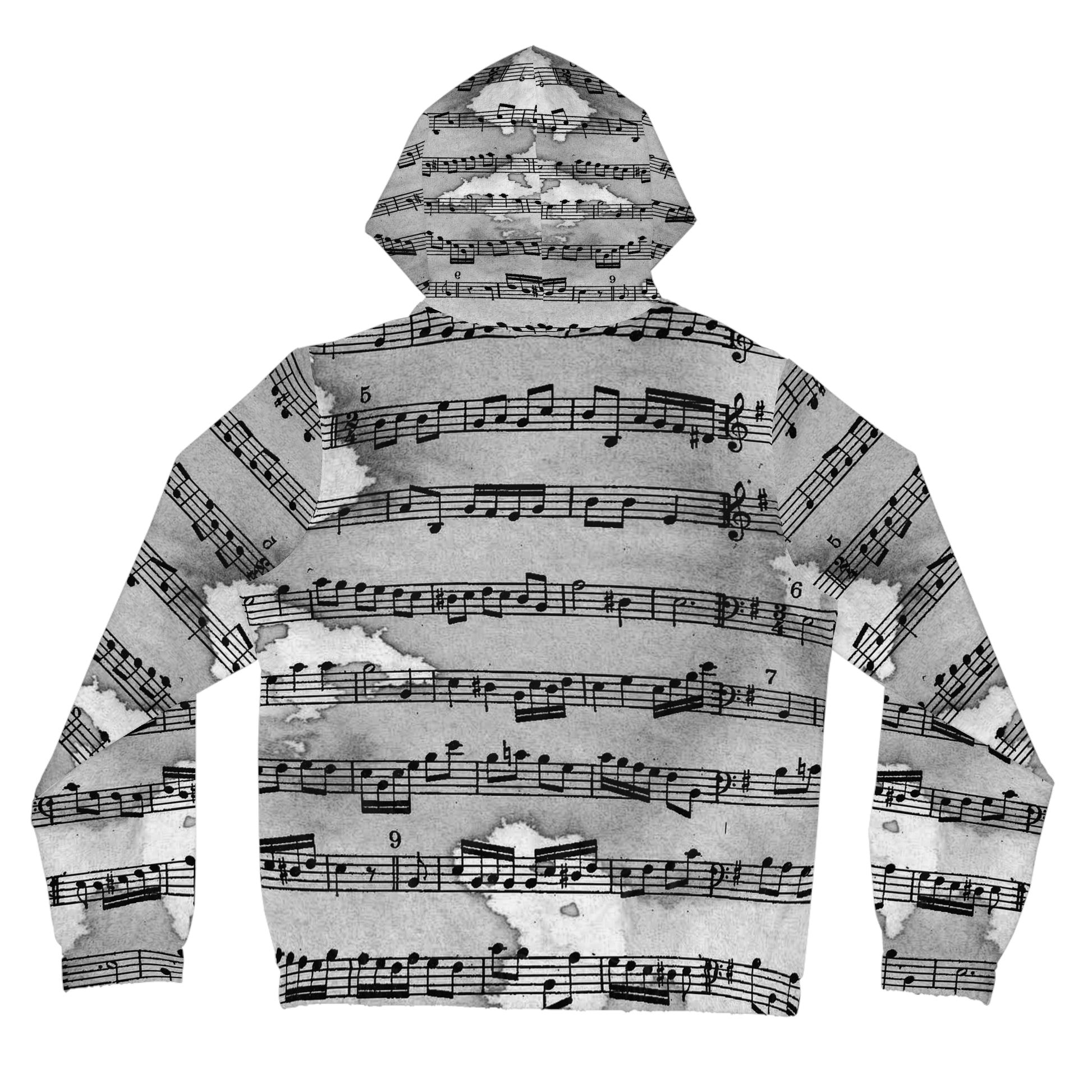 Drip Spill Type Beat Sheet Music Black Women’s Full-Zip Hoodie (AOP), Artsulli - Art is Long, Life is Short, All Over Prints, , , , , , , 