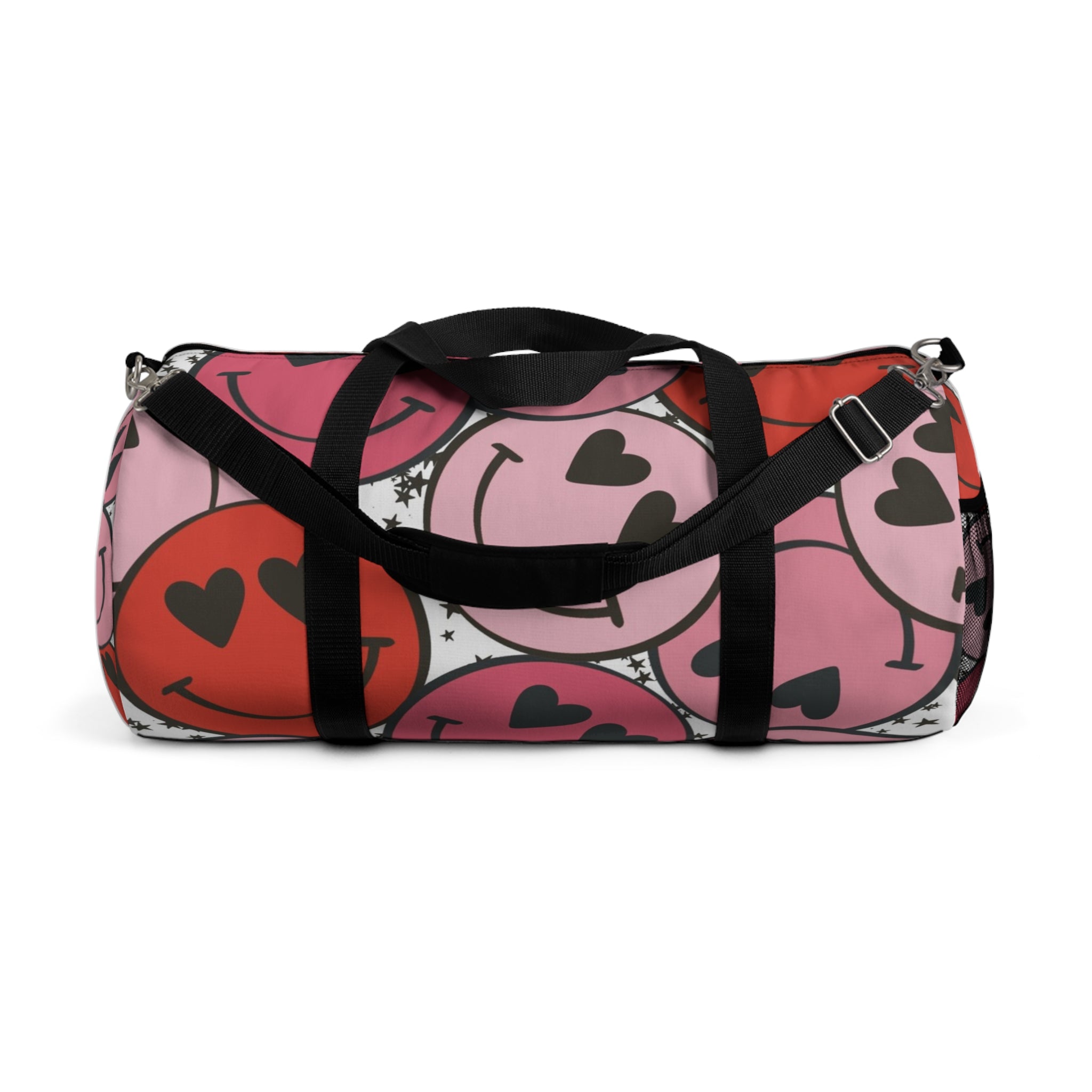 Smiley Face x Heart Eyes Pink and Red Duffel Bag, Artsulli - Art is Long, Life is Short, Bags, Size, Large, , , , , 20440589482148812515