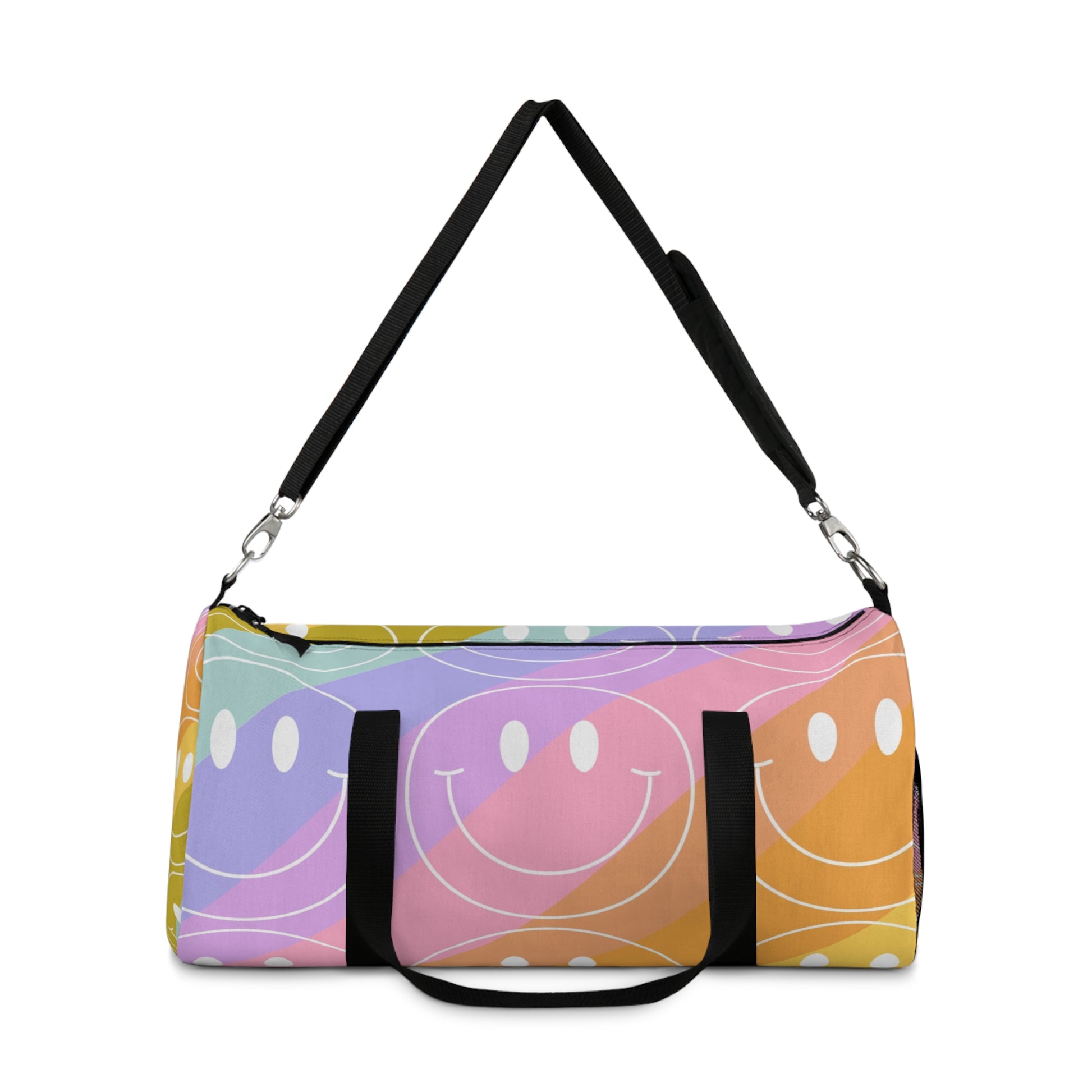 Smiley Face x Rainbow Stripes Multi-Color Duffel Bag, Artsulli - Art is Long, Life is Short, Bags, , , , , , , 