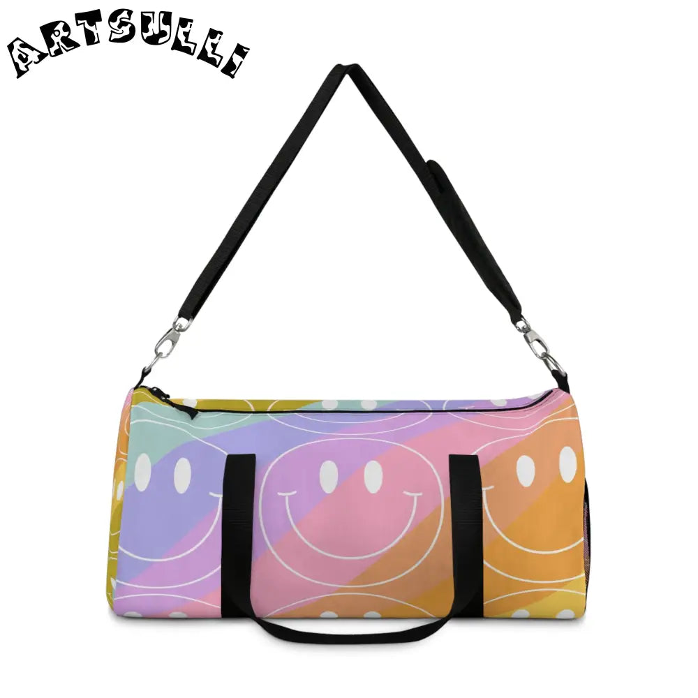 JAKKOUTTHEBXX Smiley Face x Rainbow Stripes Multi-Color Duffel Bag