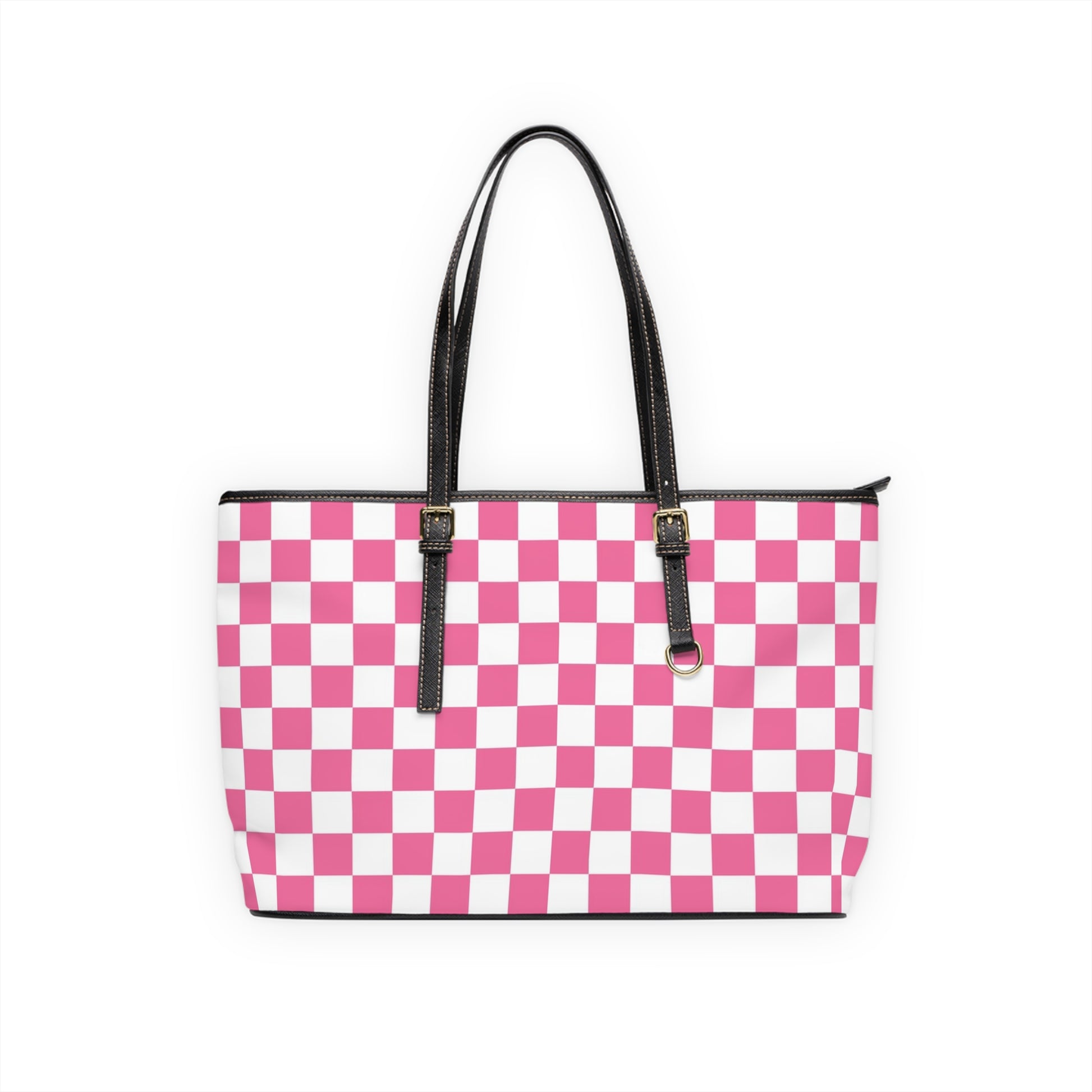 Yuyushiki Pink Check PU Leather Shoulder Bag, Artsulli - Art is Long, Life is Short, Bags, Size, 17" x 11", Color, Black, , , 21762300421760697211