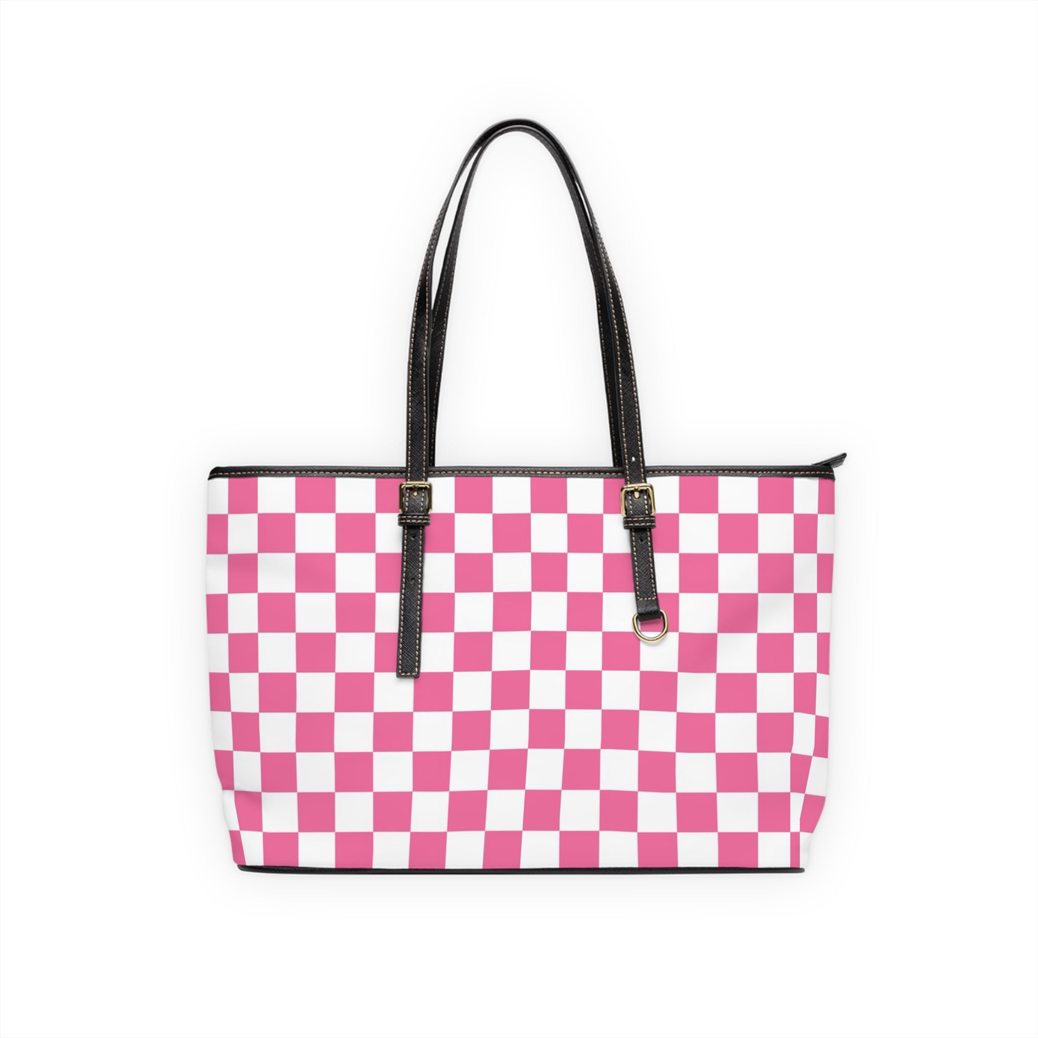 Yuyushiki Pink Check PU Leather Shoulder Bag, Artsulli - Art is Long, Life is Short, Bags, Size, 17" x 11", Color, Black, , , 21762300421760697211
