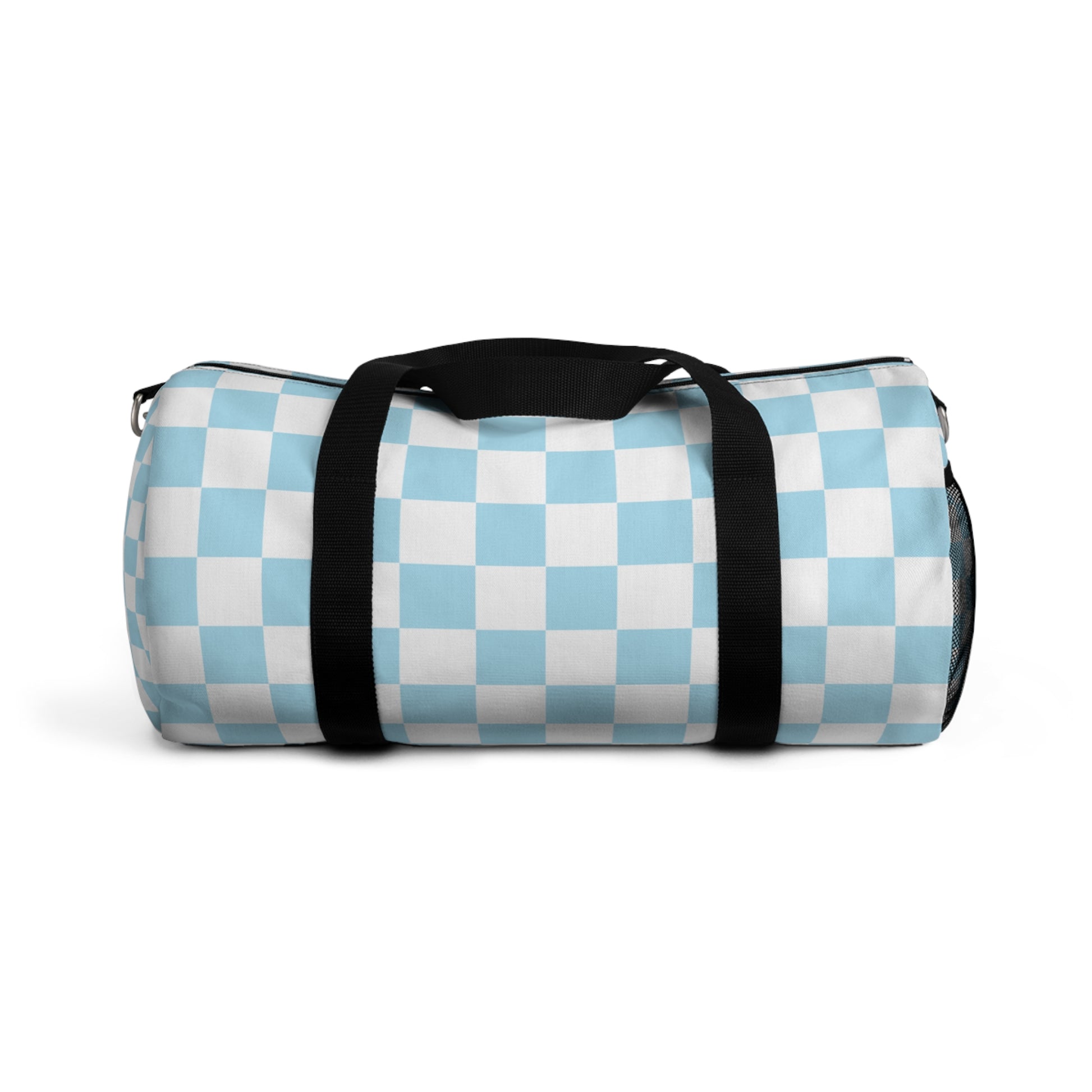 Checkerboard Sky Blue Duffel Bag, Artsulli - Art is Long, Life is Short, Bags, Size, Small, , , , , 30579634425378604238