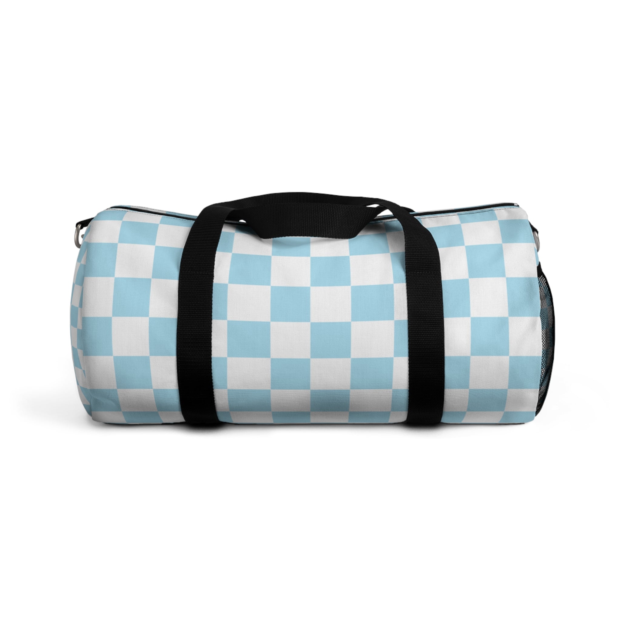 Checkerboard Sky Blue Duffel Bag, Artsulli - Art is Long, Life is Short, Bags, Size, Small, , , , , 30579634425378604238