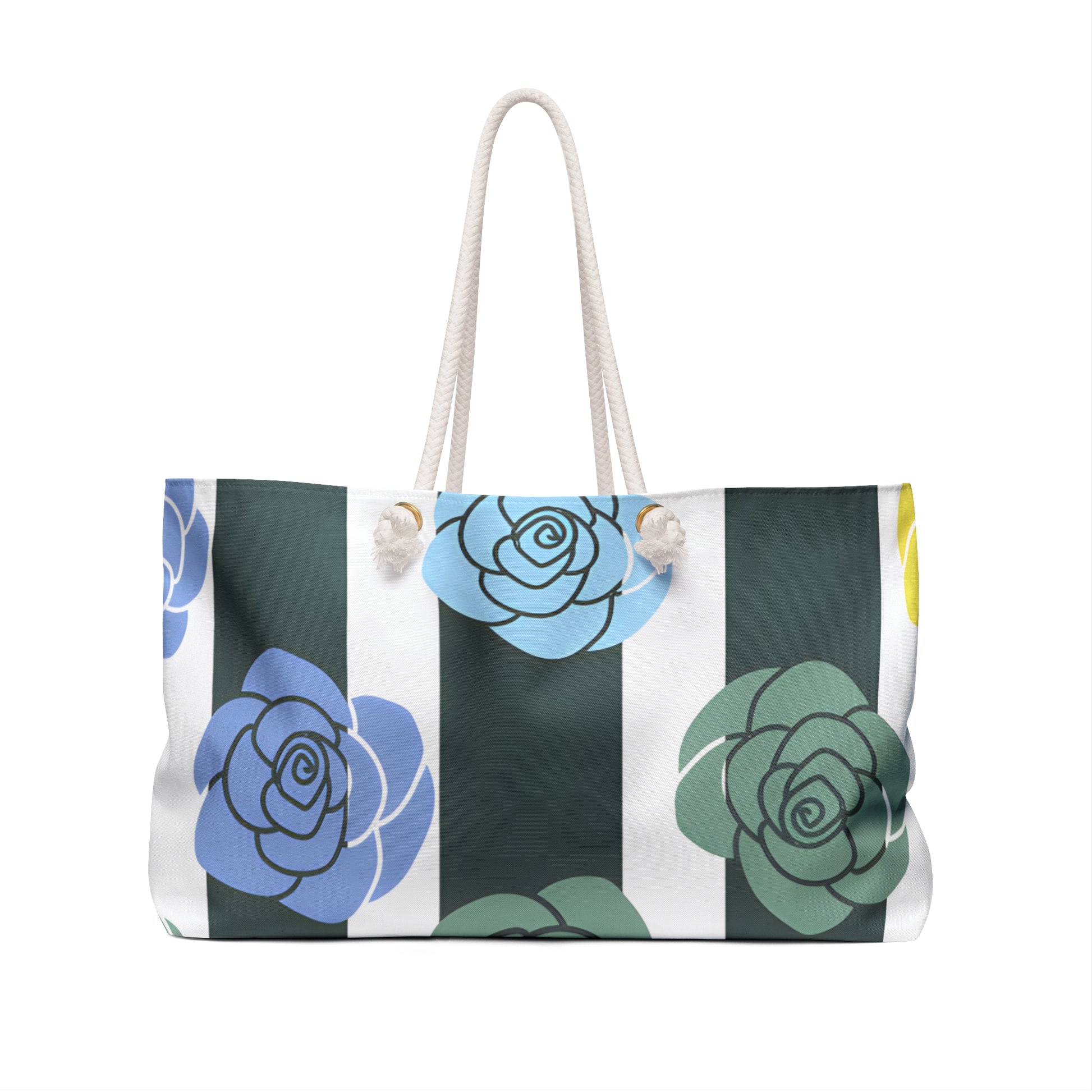 Stripes x Roses Black and White Weekender Bag, Artsulli - Art is Long, Life is Short, Bags, , , , , , , 