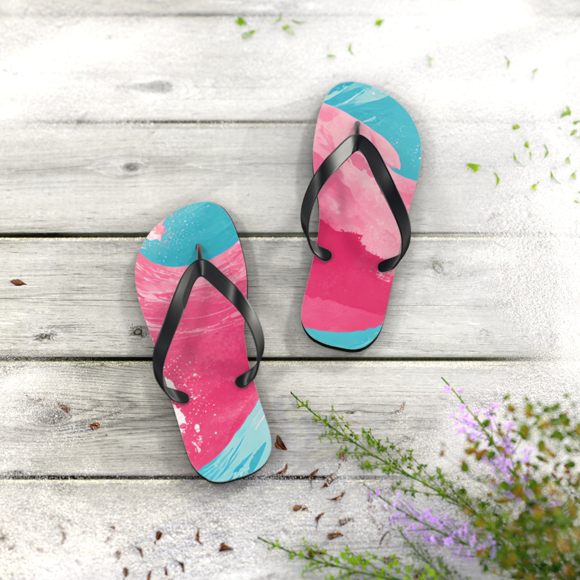 The Great Pastelwave Pink and Blue Flip Flops, Artsulli - Art is Long, Life is Short, Shoes, , , , , , , 