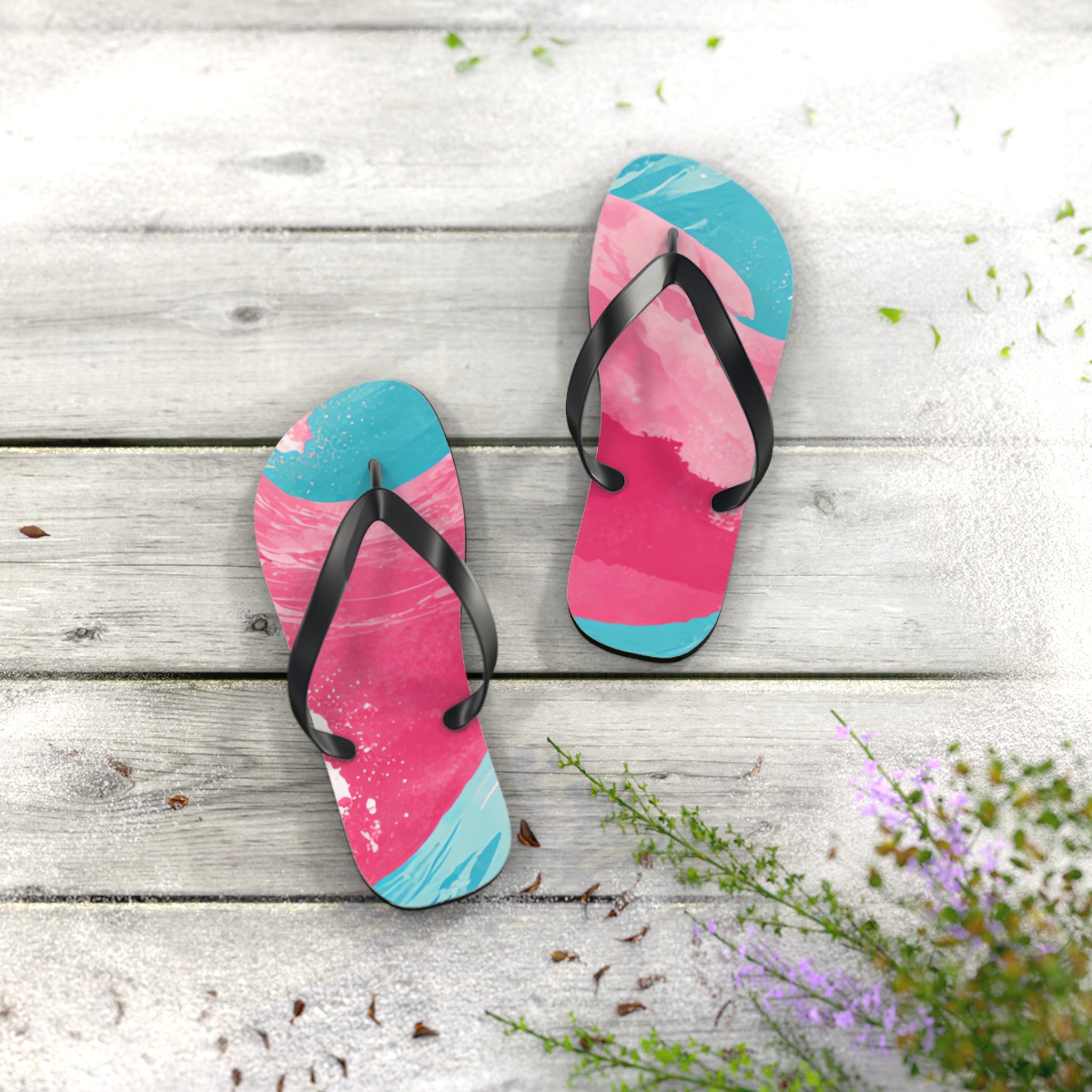 The Great Pastelwave Pink and Blue Flip Flops, Artsulli - Art is Long, Life is Short, Shoes, , , , , , , 