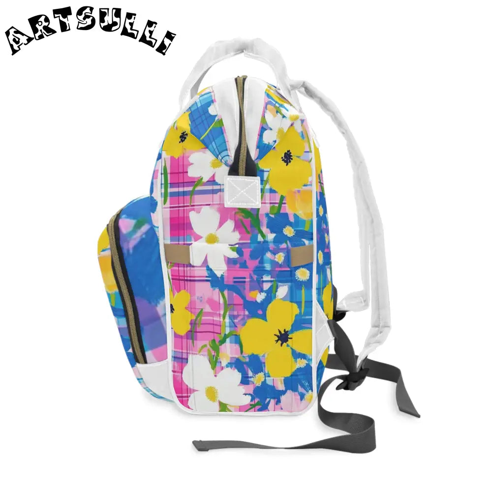 JAKKOUTTHEBXX Plaid Garden Pink and Purple Multifunctional Diaper