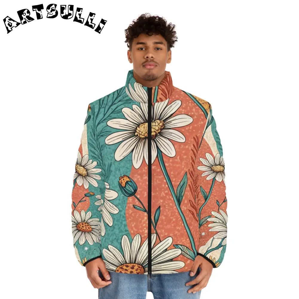 JAKKOUTTHEBXX Retro Daisy Dream Men’s Puffer Jacket (AOP)
