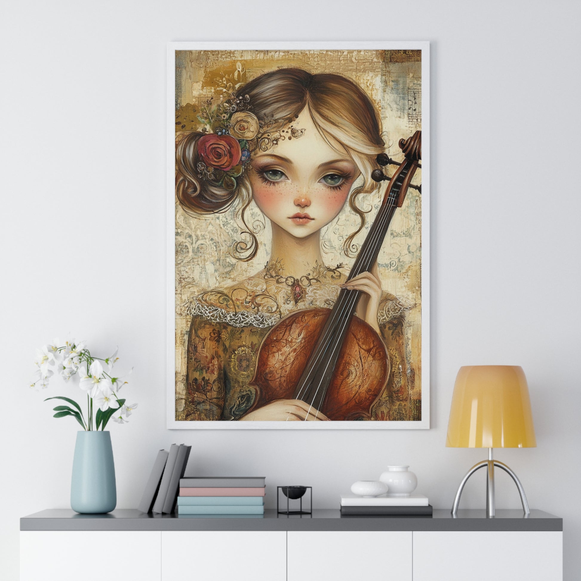 Woman With A Violin IV Vertical Framed Poster, Artsulli - Art is Long, Life is Short, Poster, , , , , , , 