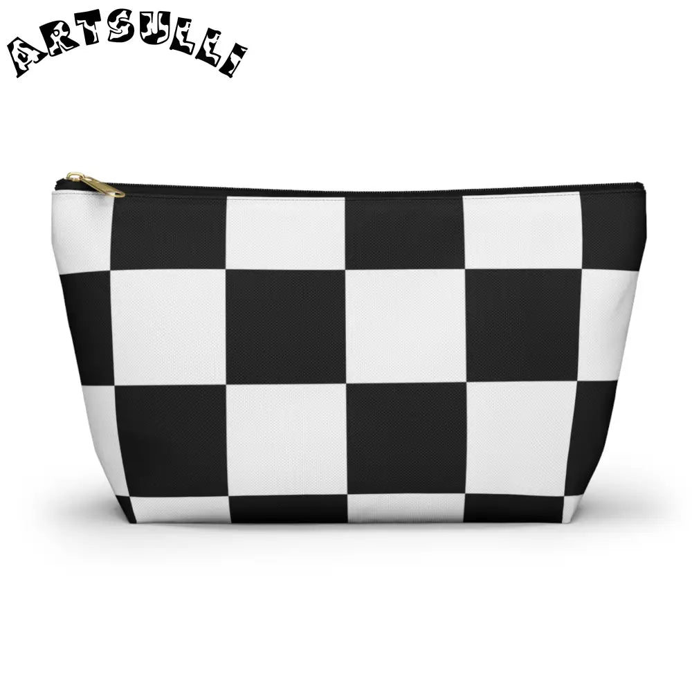 JAKKOUTTHEBXX Checkerboard Black and White Accessory Pouch w