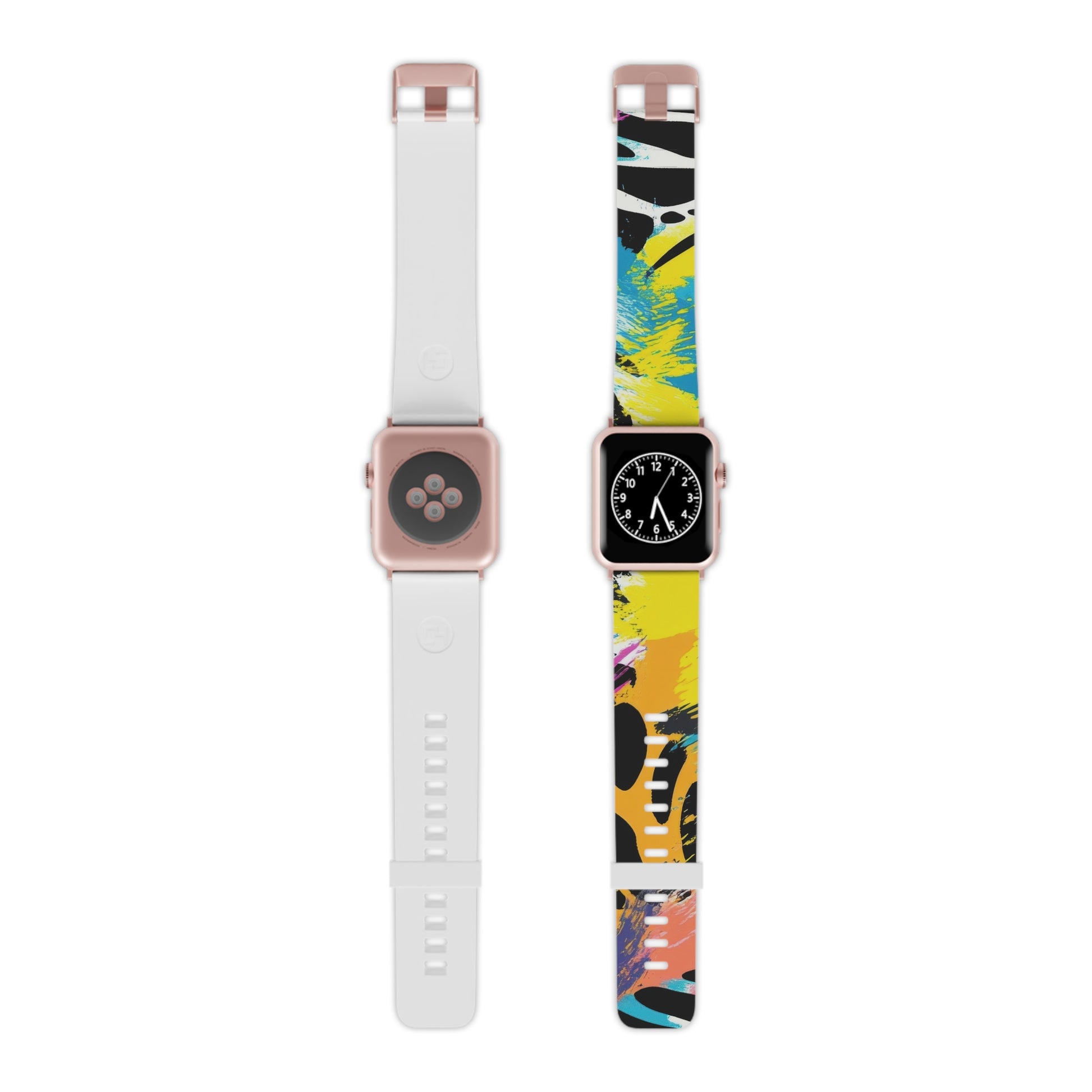 Zebra Stripes x Leopard Print x Paint Splatter Multi-Color Watch Band for Apple Watch, Artsulli - Art is Long, Life is Short, Accessories, Size, 8'' × 0.75'' / 42 - 44 mm, Color, Rose Gold, , , 17927816604741
