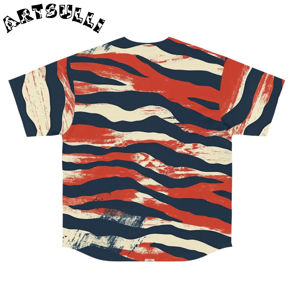 JAKKOUTTHEBXX Capricious Tiger Wave Men’s Baseball Jersey (AOP)
