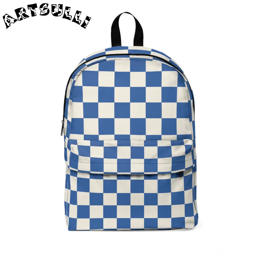 JAKKOUTTHEBXX Checkerboard Blue Unisex Classic Backpack