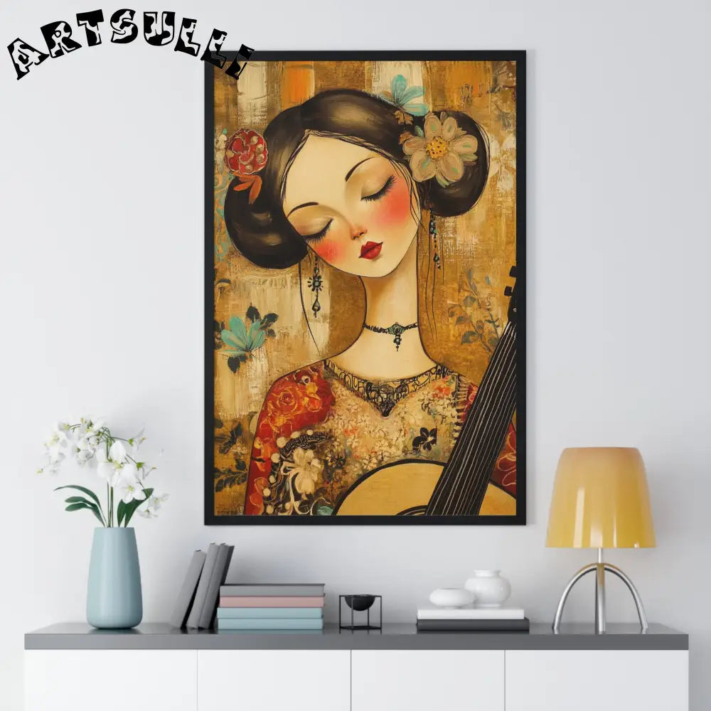 JAKKOUTTHEBXX Stylized Woman Musician Wood-Framed Poster 2025