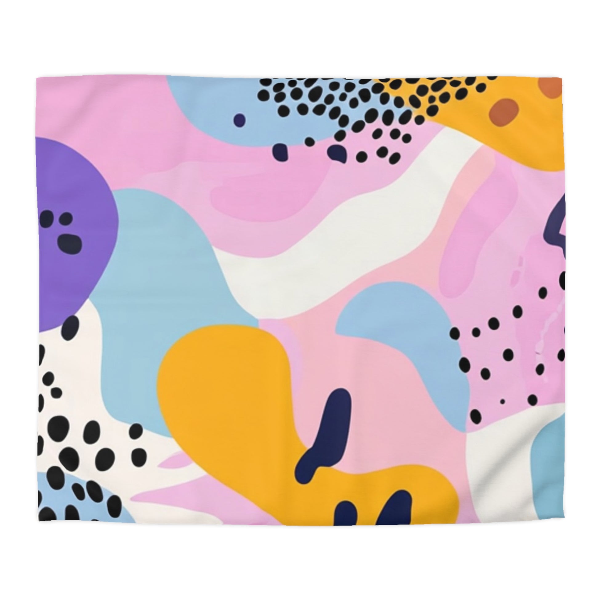 Colorful Abstract Dots and Shapes Microfiber Duvet Cover, Artsulli - Art is Long, Life is Short, Home Decor, Size, King, Color, White, , , 25767666551981