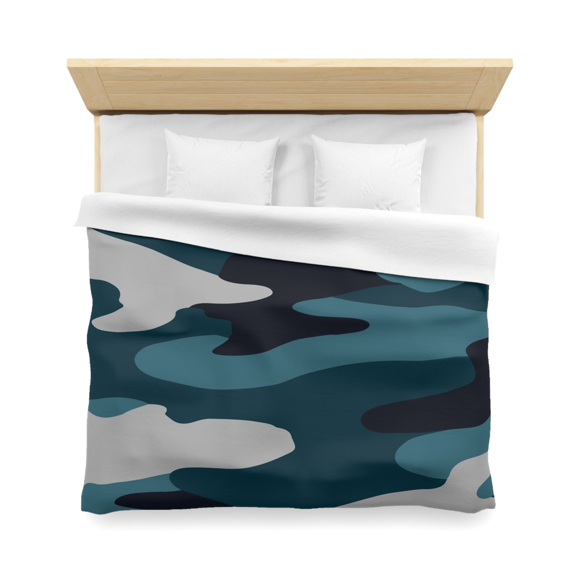 Blue Camouflage Microfiber Duvet Cover, Artsulli - Art is Long, Life is Short, Home Decor, , , , , , , 