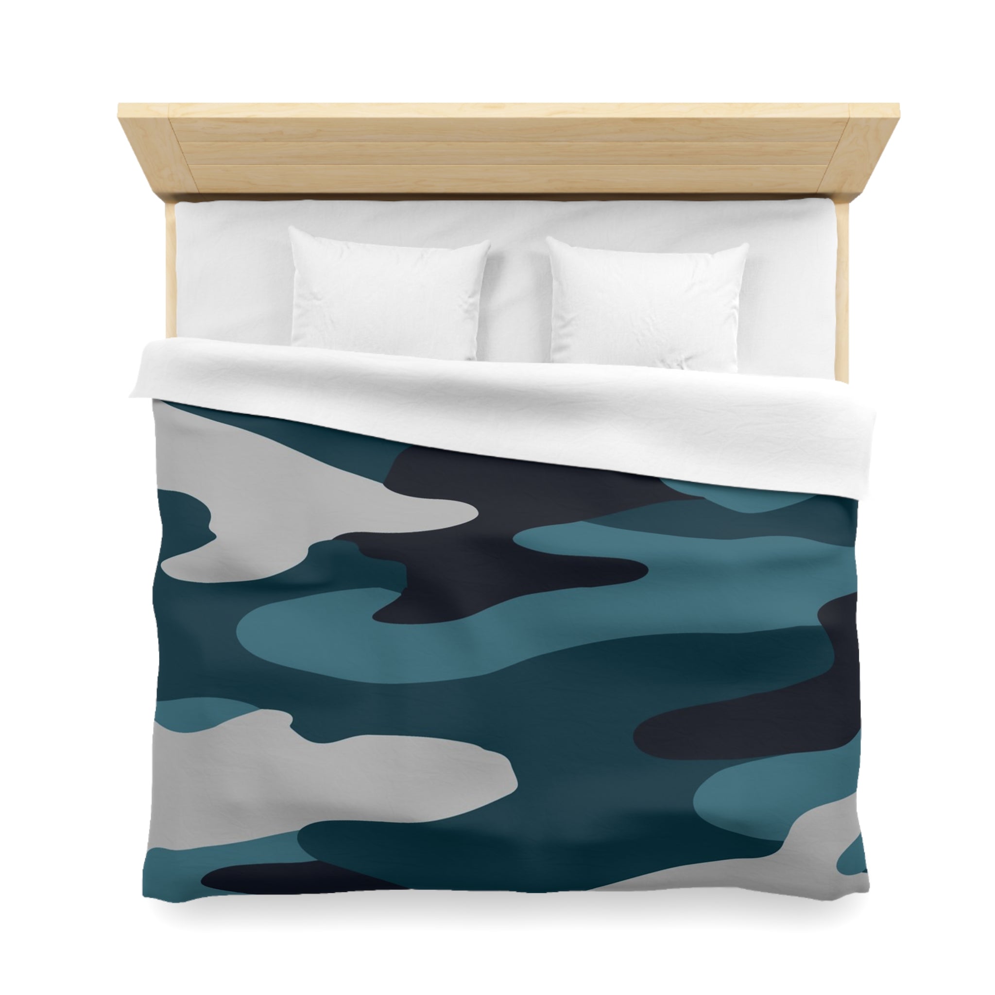 Blue Camouflage Microfiber Duvet Cover, Artsulli - Art is Long, Life is Short, Home Decor, , , , , , , 