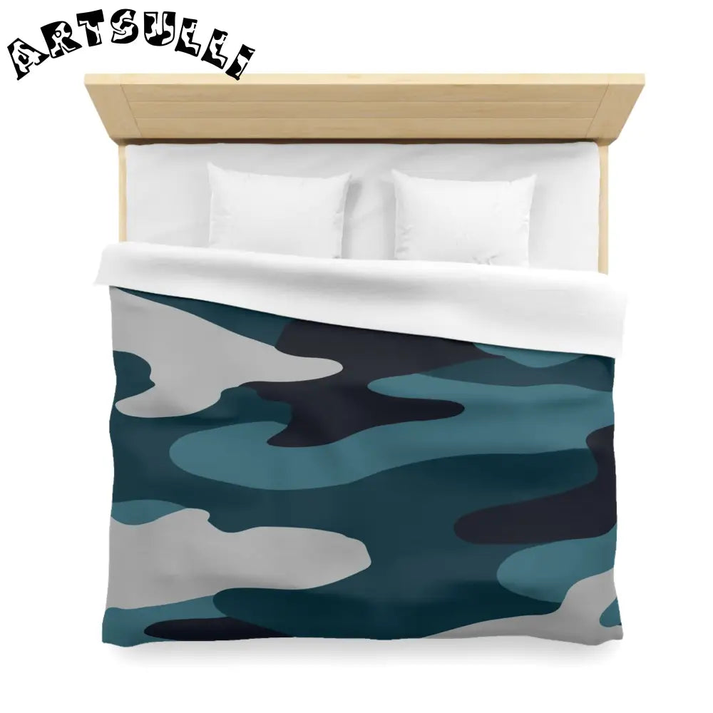 JAKKOUTTHEBXX Blue Camouflage Microfiber Duvet Cover JAKKOUTTHEBXX