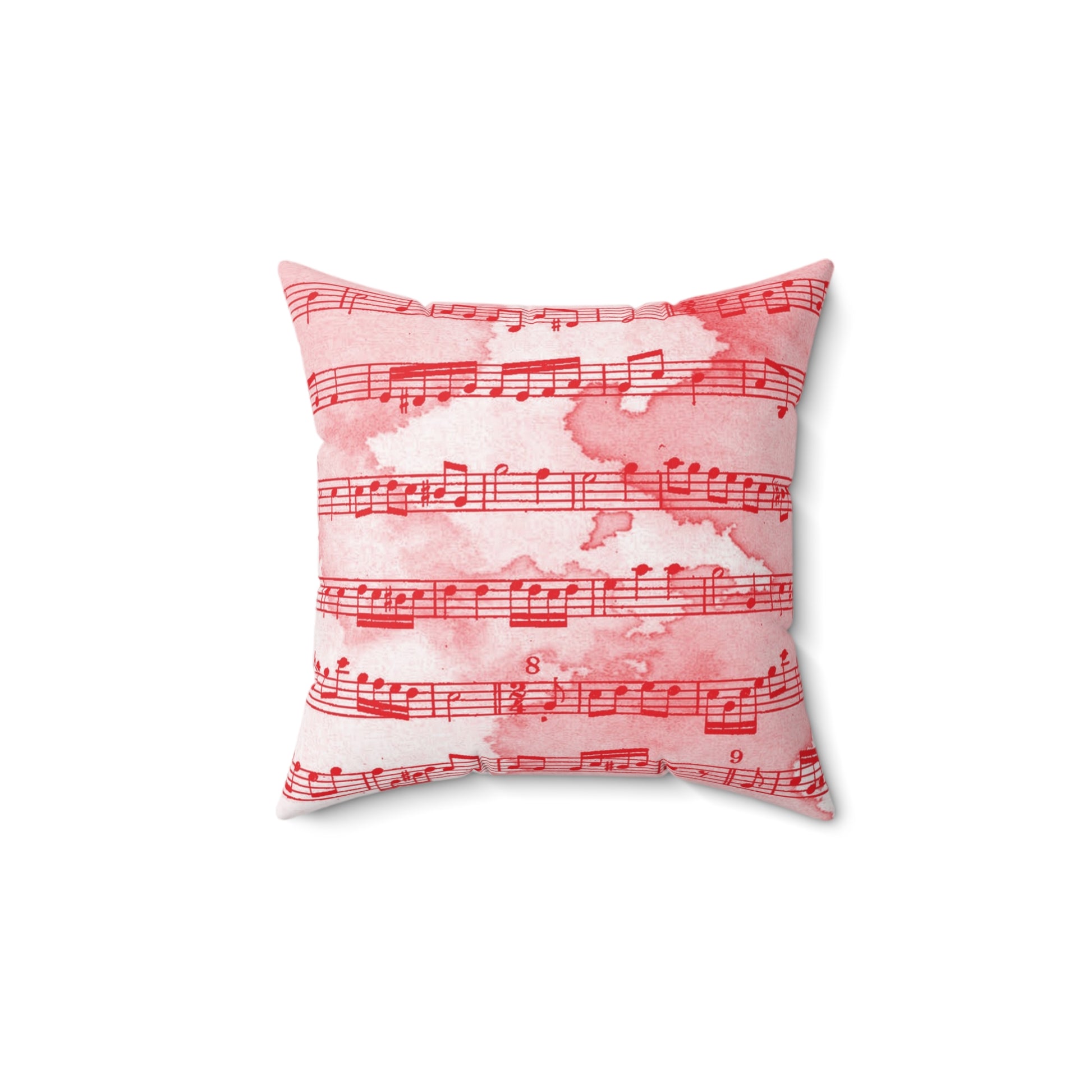 Drip Spill Type Beat Sheet Music II Red Spun Polyester Square Pillow, Artsulli - Art is Long, Life is Short, Home Decor, Size, 14" × 14", , , , , 30765964685055984840