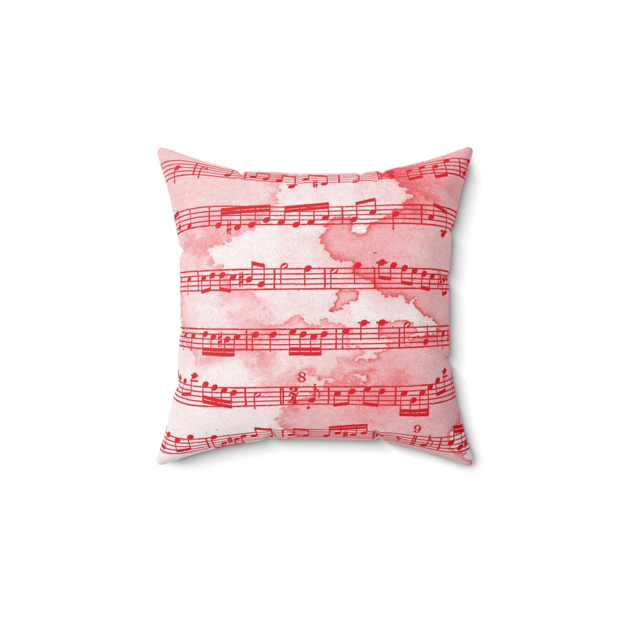 Drip Spill Type Beat Sheet Music II Red Spun Polyester Square Pillow, Artsulli - Art is Long, Life is Short, Home Decor, Size, 14" × 14", , , , , 30765964685055984840