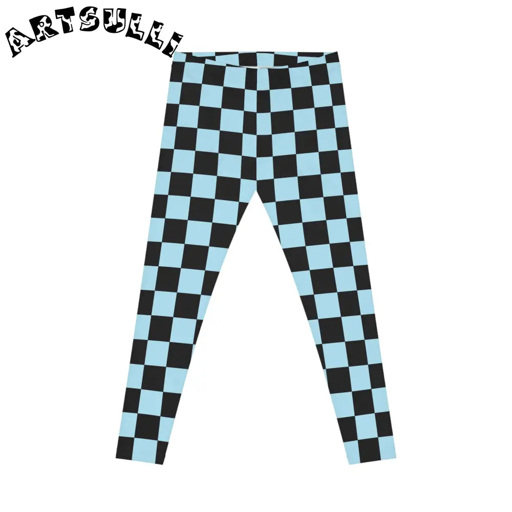 JAKKOUTTHEBXX Checkerboard Black and Blue Women’s Casual Leggings