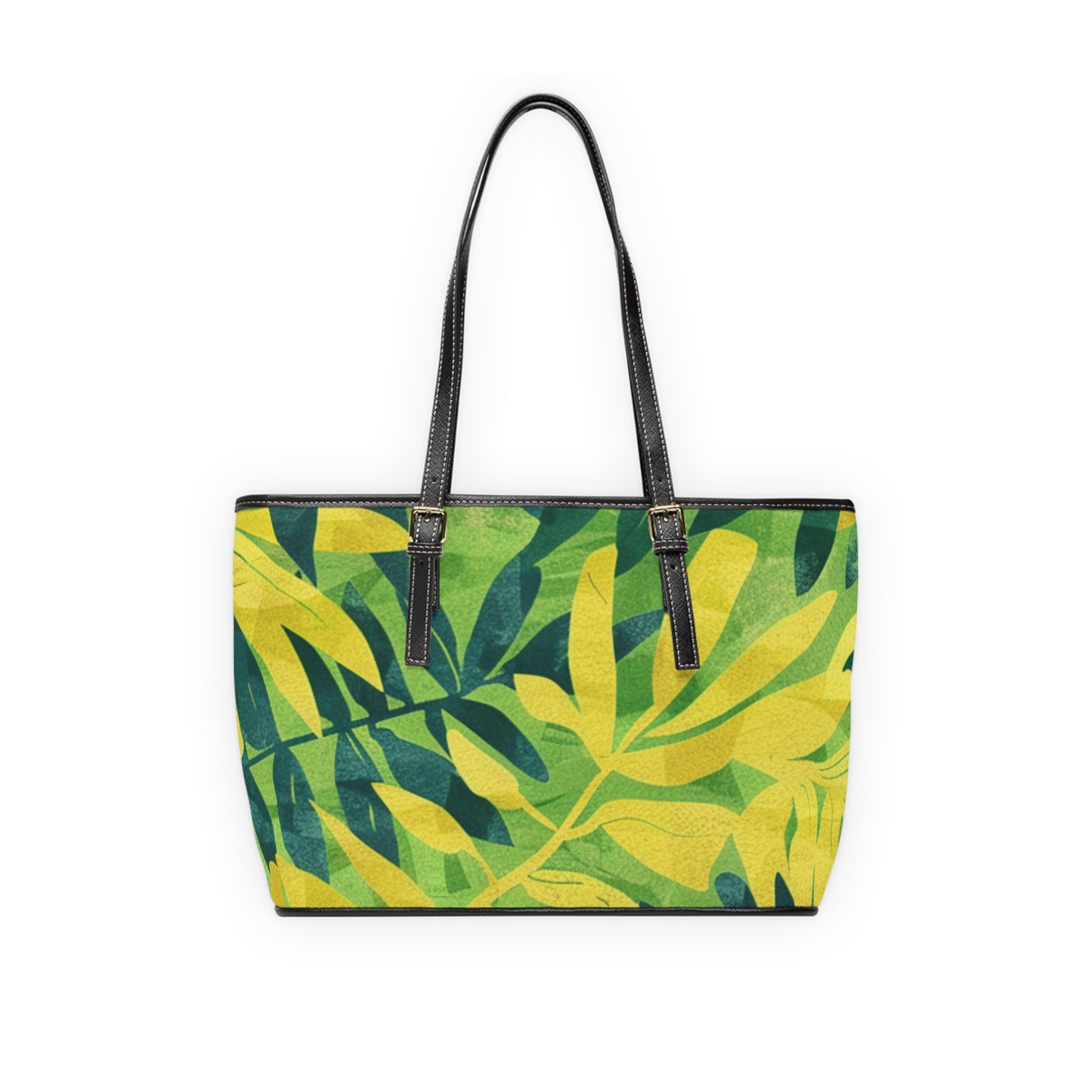 Green Leaf x Yellow Leaf x Tropical x Jungle PU Leather Shoulder Bag, Artsulli - Art is Long, Life is Short, Bags, , , , , , , 