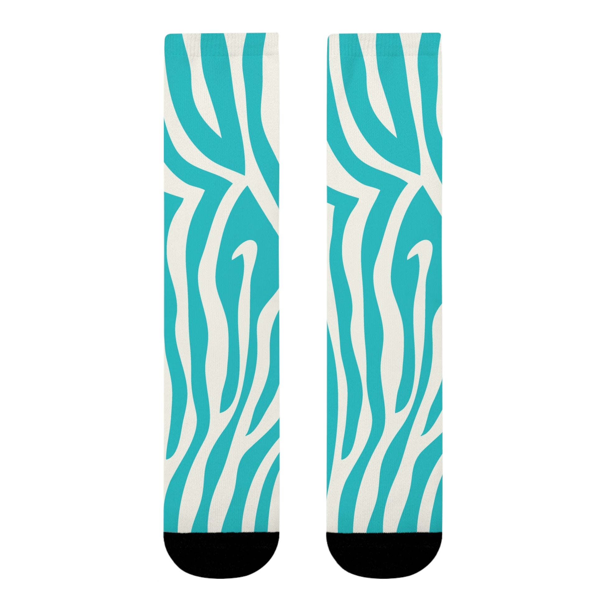 Melting Zebra Stripes Turquoise and White Sublimation Crew Socks (EU), Artsulli - Art is Long, Life is Short, All Over Prints, , , , , , , 