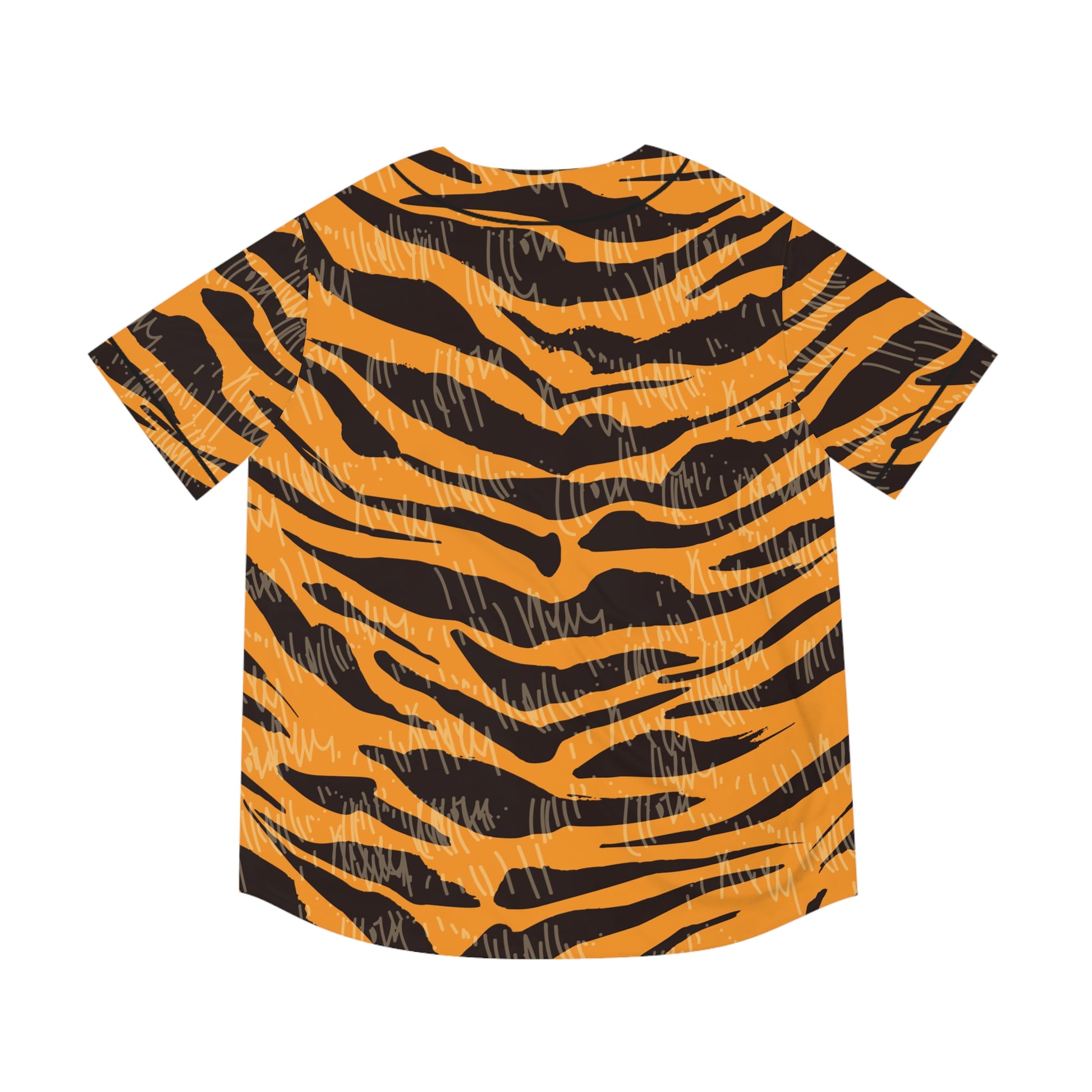 Tiger Scratches Orange & Black Men's Baseball Jersey (AOP), Artsulli - Art is Long, Life is Short, All Over Prints, , , , , , , 
