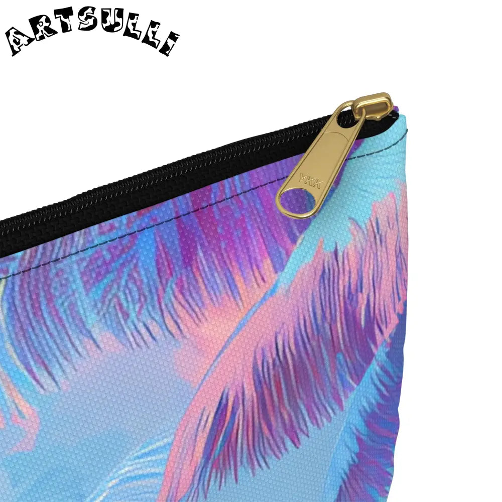 JAKKOUTTHEBXX Ethereal Pastel Palms II Blue and Pink Accessory Pouch