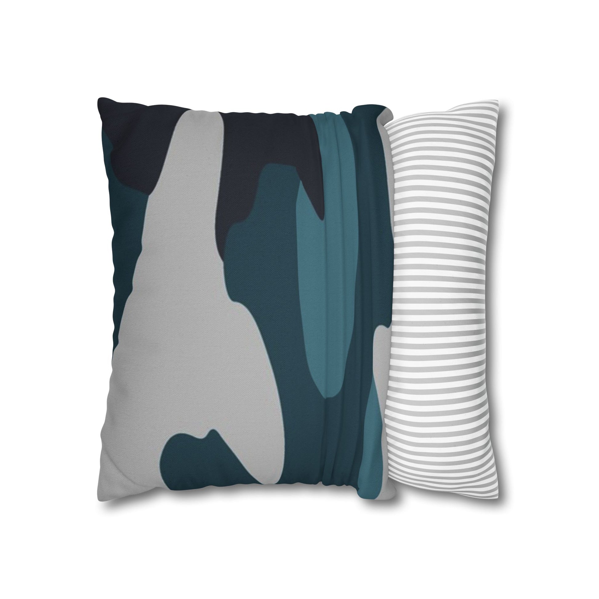 Blue Camouflage Spun Polyester Square Pillowcase, Artsulli - Art is Long, Life is Short, Home Decor, , , , , , , 