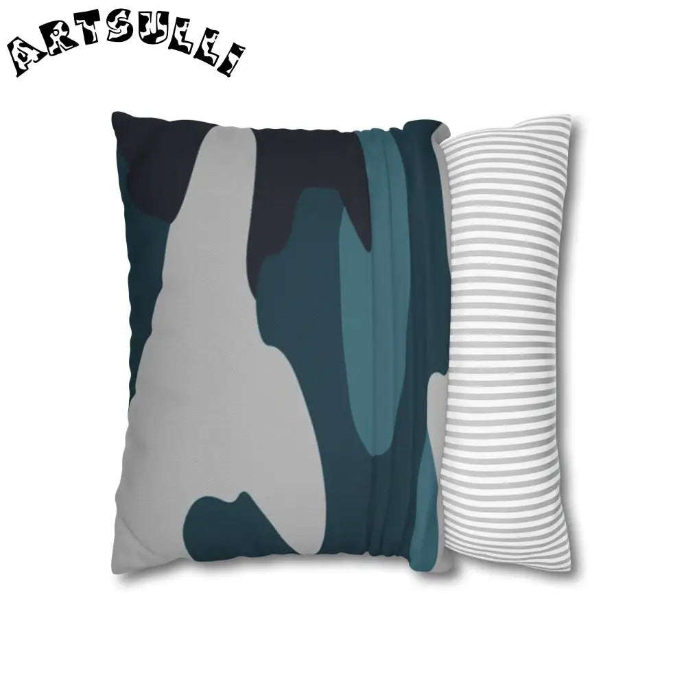JAKKOUTTHEBXX Blue Camouflage Spun Polyester Square Pillowcase