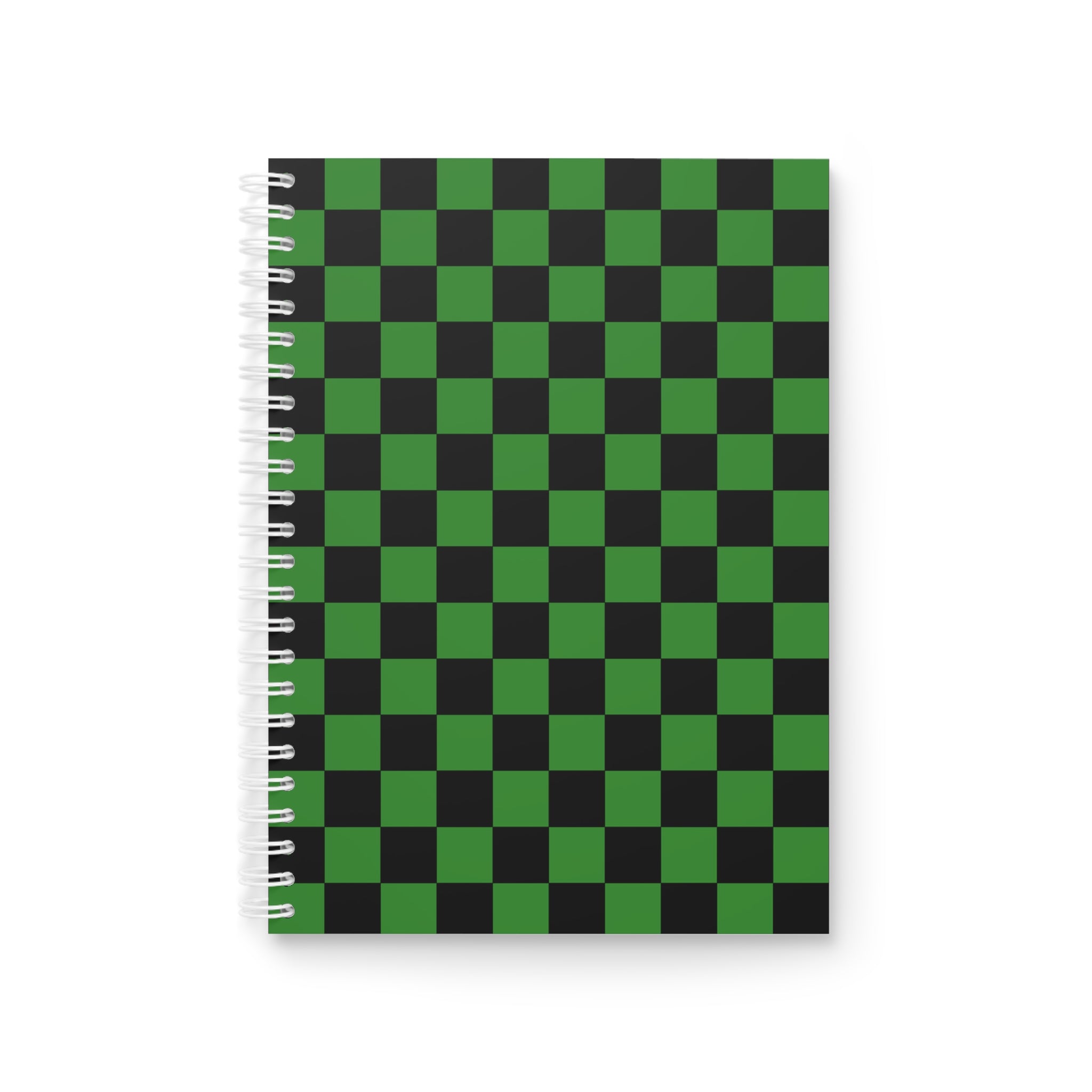 Checkerboard Green and Black Spiral Notebook, Artsulli - Art is Long, Life is Short, Paper products, Size, One Size, , , , , 32155135805851731329