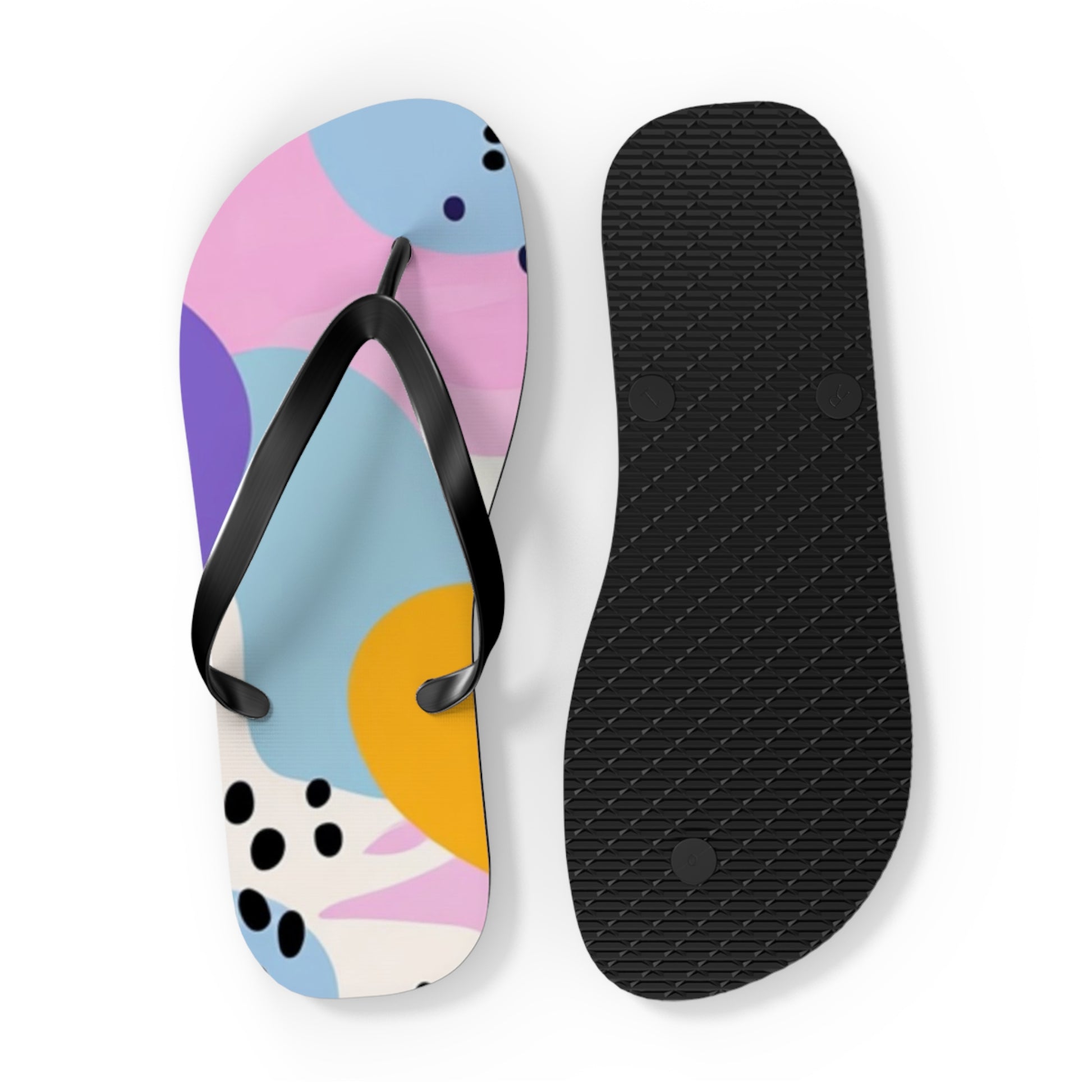 Colorful Abstract Dots and Shapes Flip Flops, Artsulli - Art is Long, Life is Short, Shoes, , , , , , , 