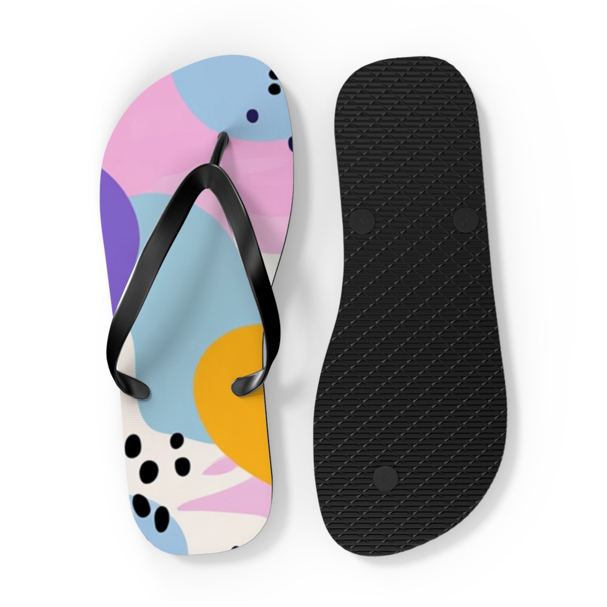 Colorful Abstract Dots and Shapes Flip Flops, Artsulli - Art is Long, Life is Short, Shoes, , , , , , , 