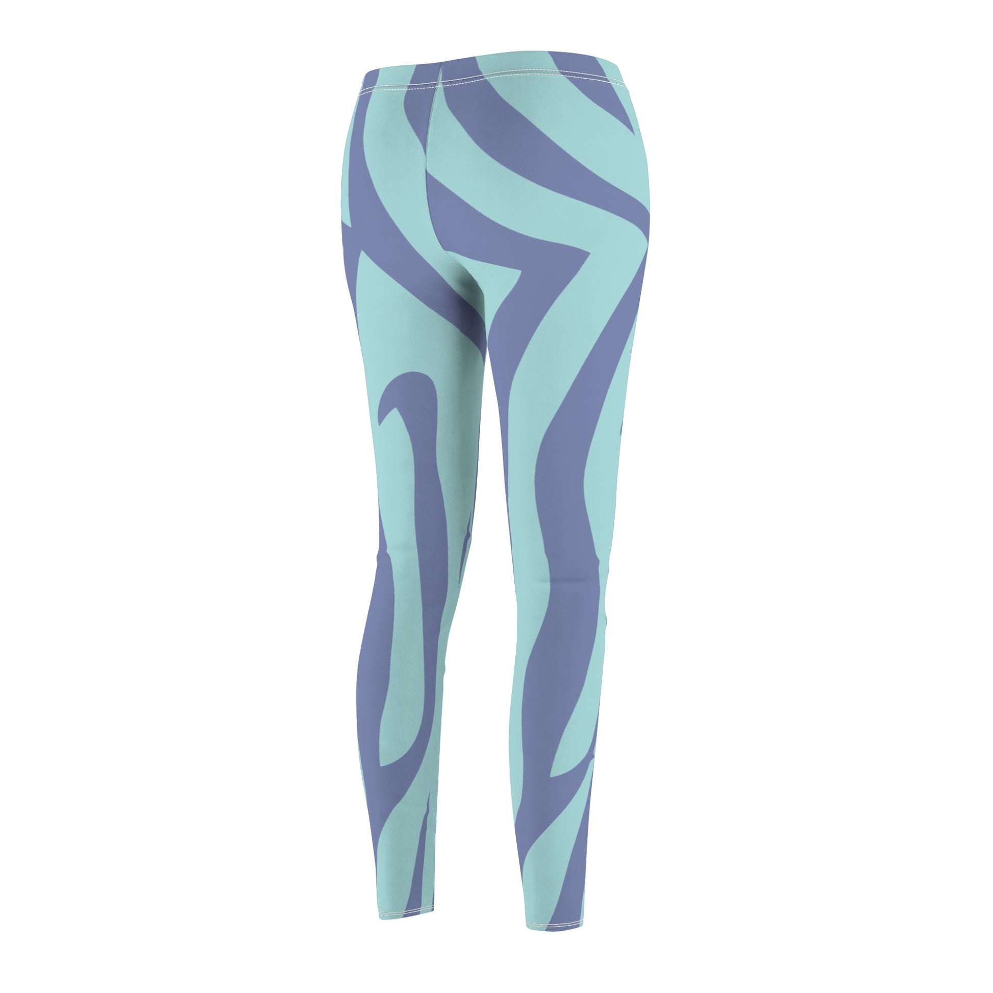 Amorphous Blue Zebra Banner Women's Cut & Sew Casual Leggings (AOP), Artsulli - Art is Long, Life is Short, All Over Prints, , , , , , , 